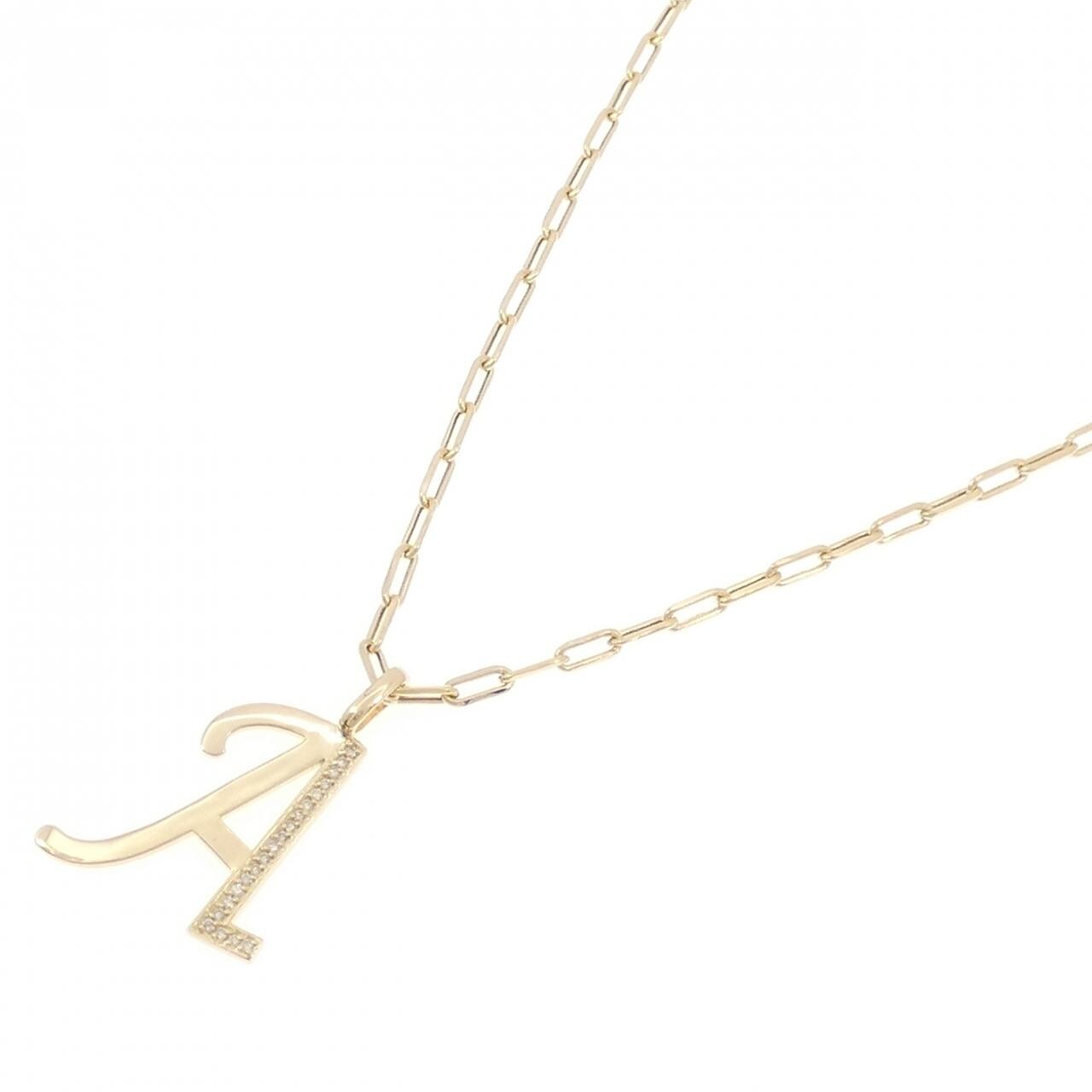 K18YG イニシャルA ダイヤモンド ネックレス 0.13CT