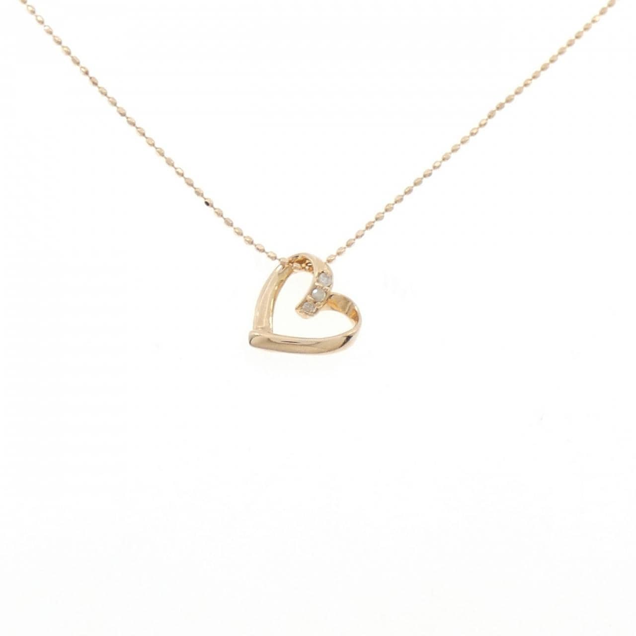 K18PG ハート ダイヤモンド ネックレス 0.03CT