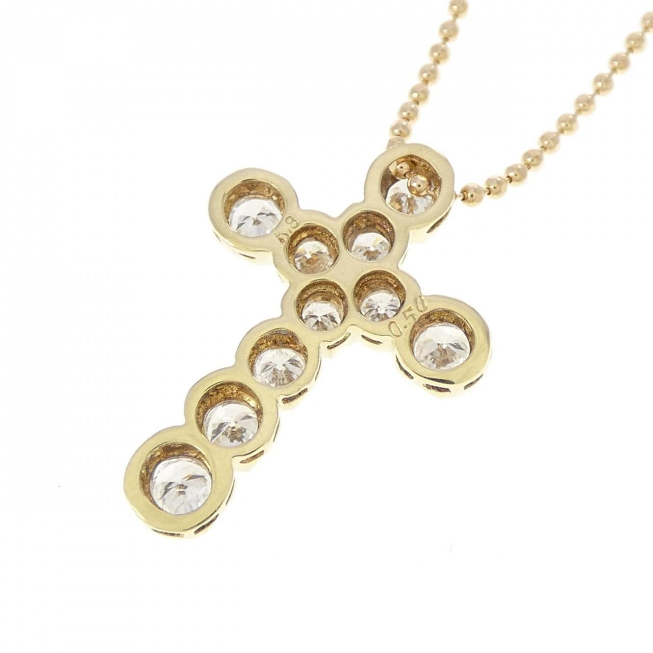 K18YG クロス ダイヤモンド ネックレス 0.50CT