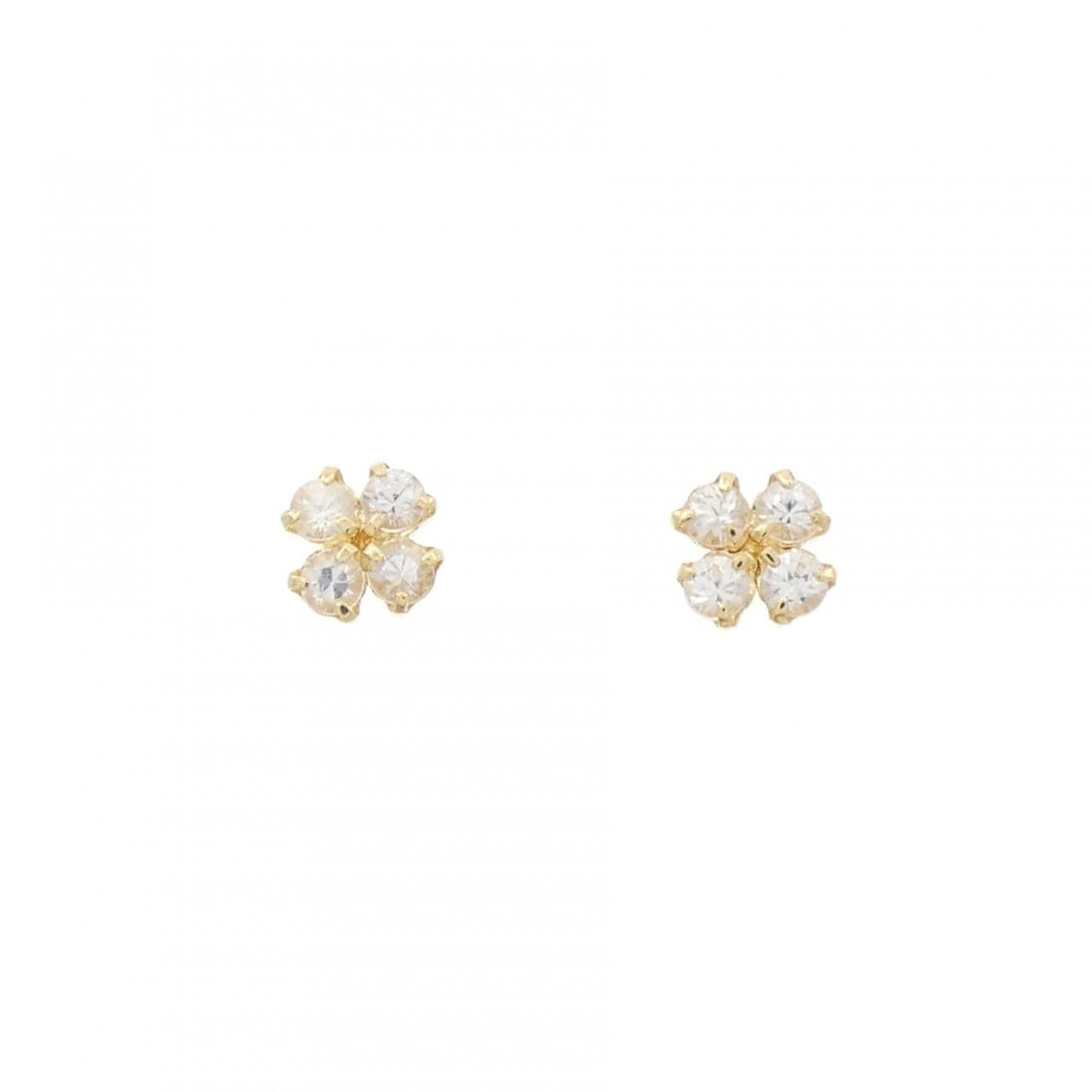 K18YG花白藍寶石耳釘