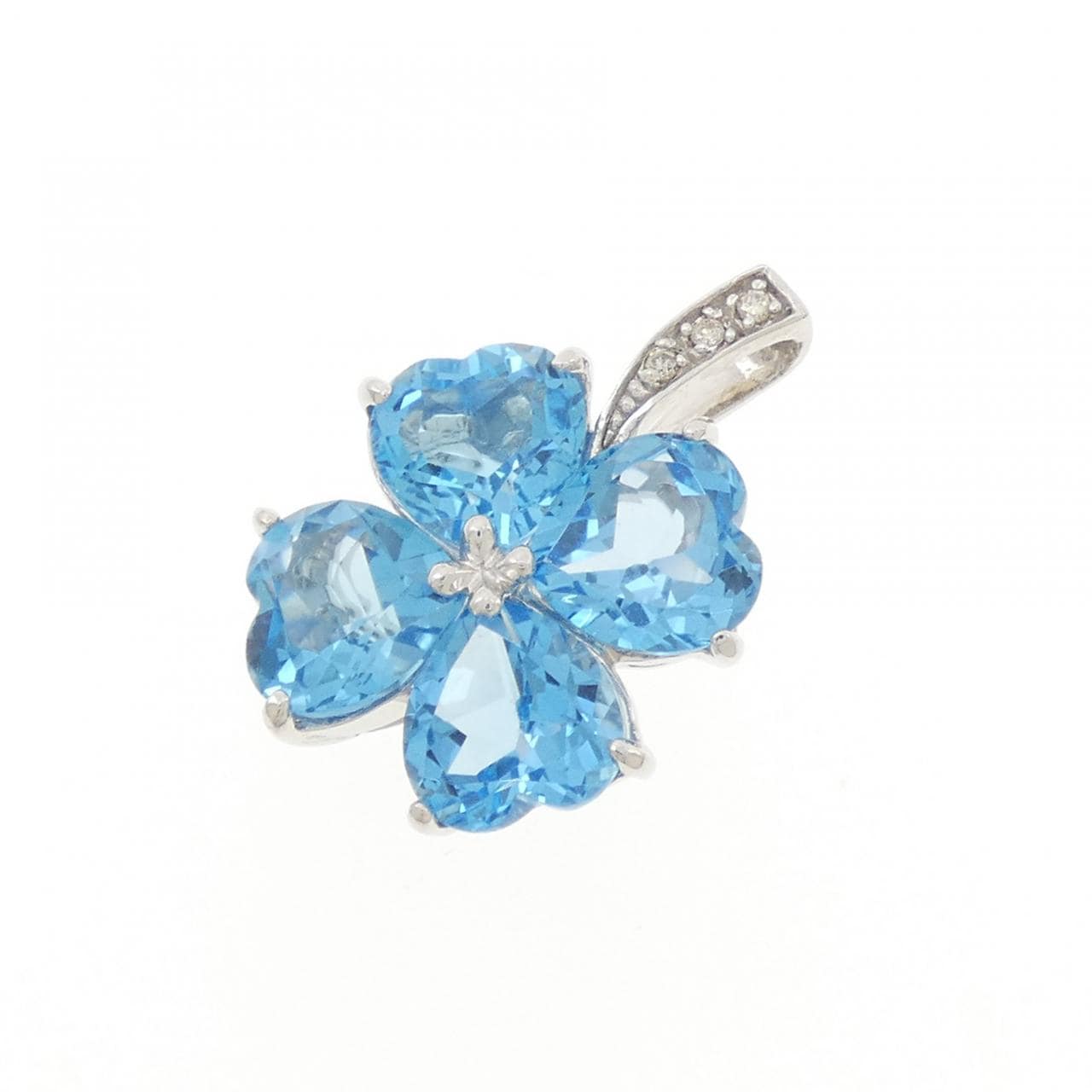 K18WG クローバー ブルートパーズ ペンダント 8.89CT