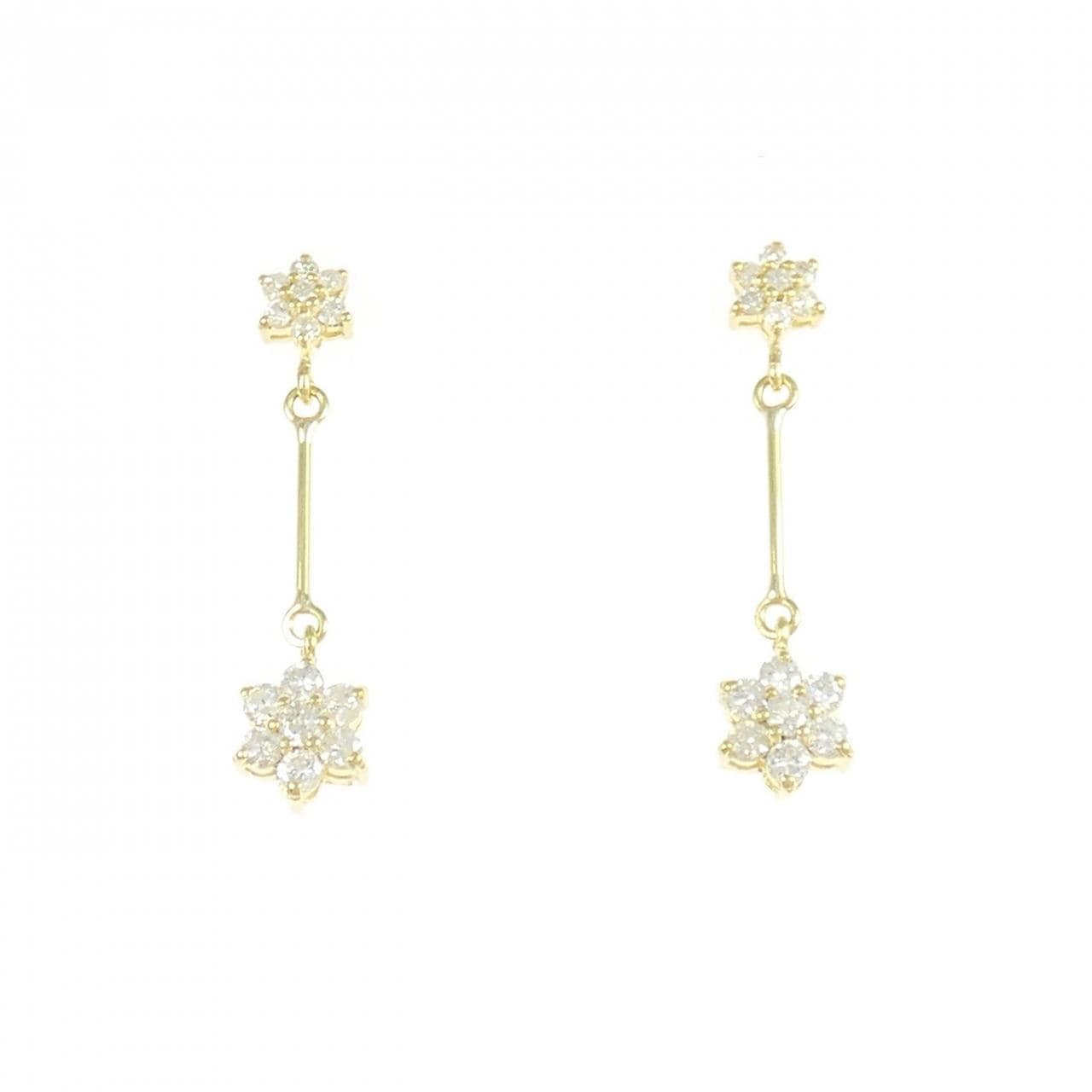 K18YG フラワー ダイヤモンド ピアス 0.52CT