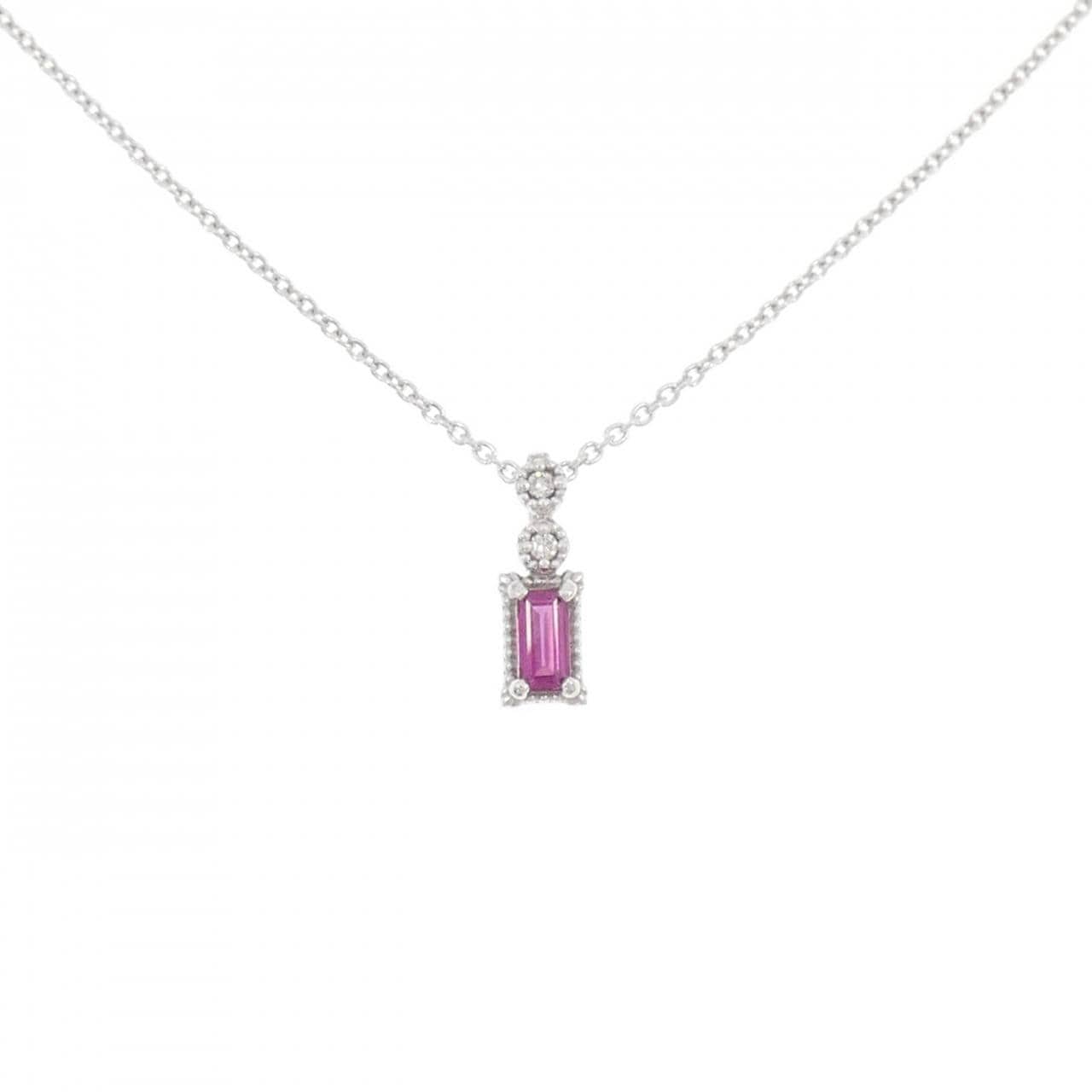 K18WG ルビー ネックレス 0.12CT