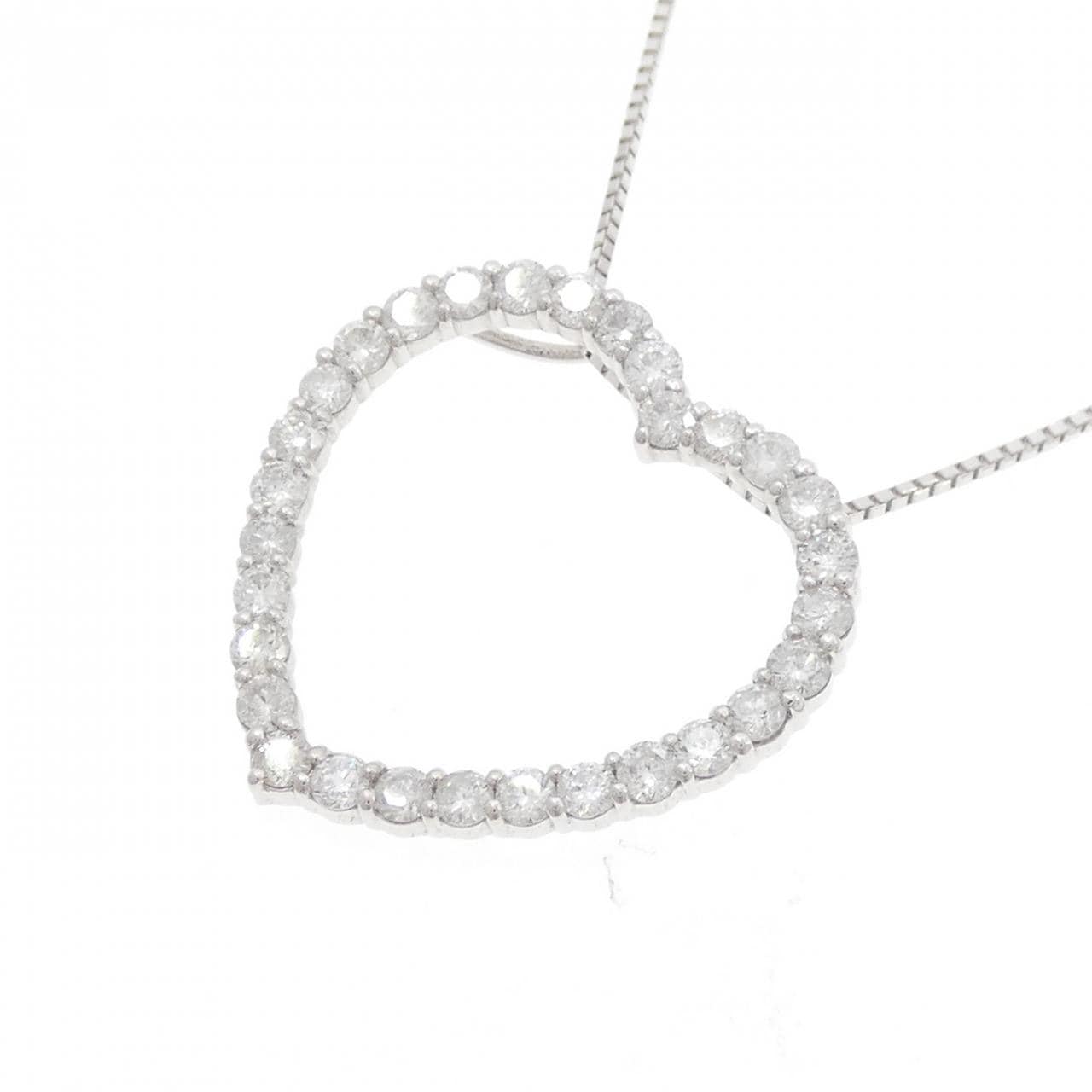 K18WG ハート ダイヤモンド ネックレス 1.00CT