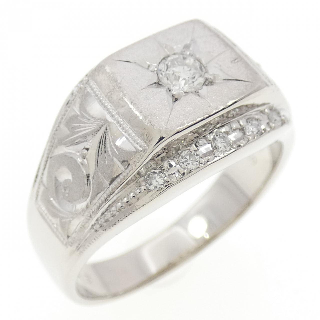 PT900 印台 ダイヤモンド リング 0.10CT