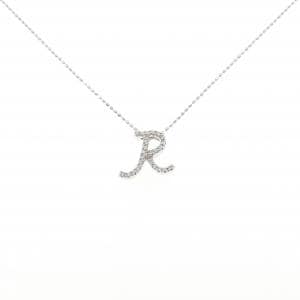 K18WG イニシャルR ダイヤモンド ネックレス 0.13CT