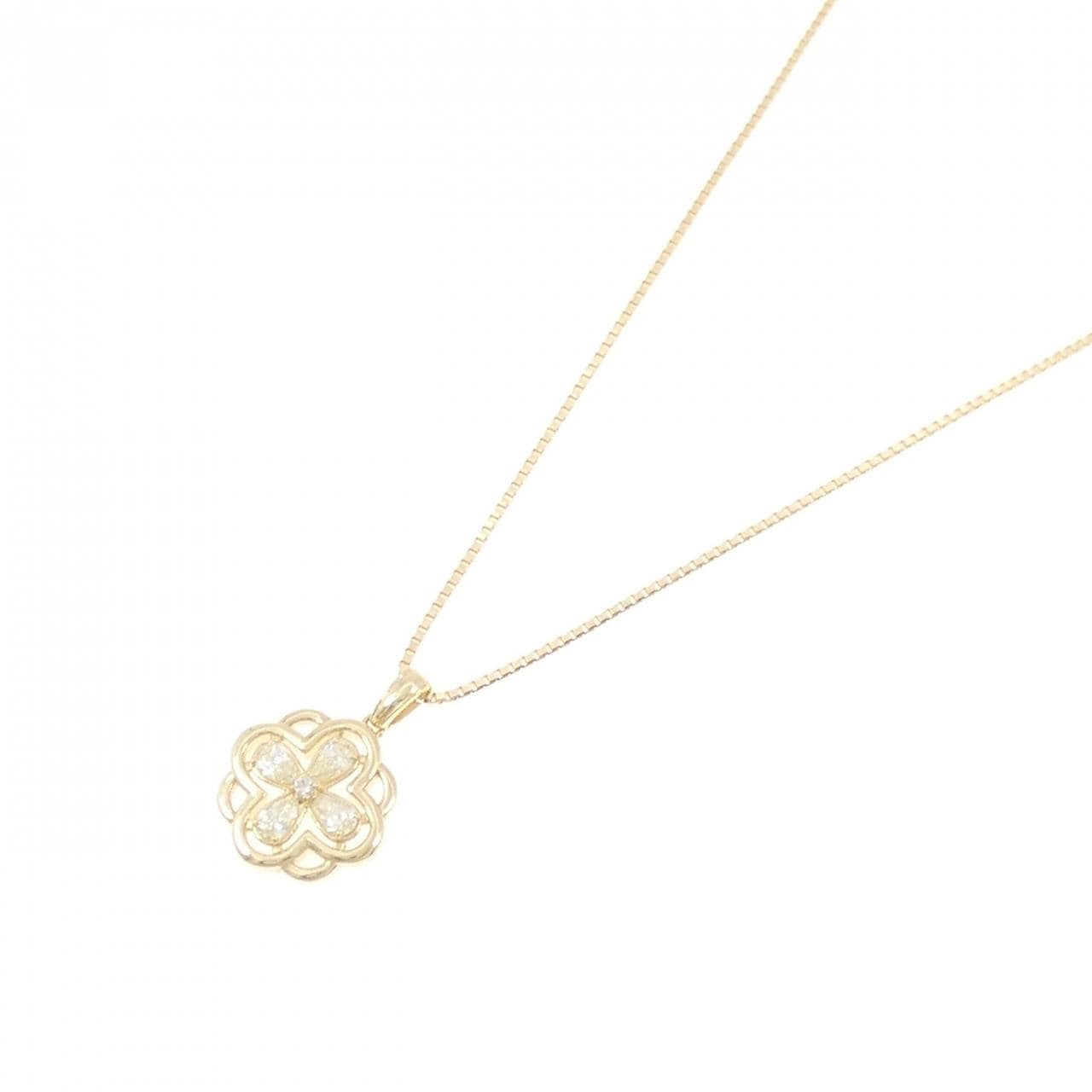 K18YG フラワー ダイヤモンド ネックレス 0.22CT