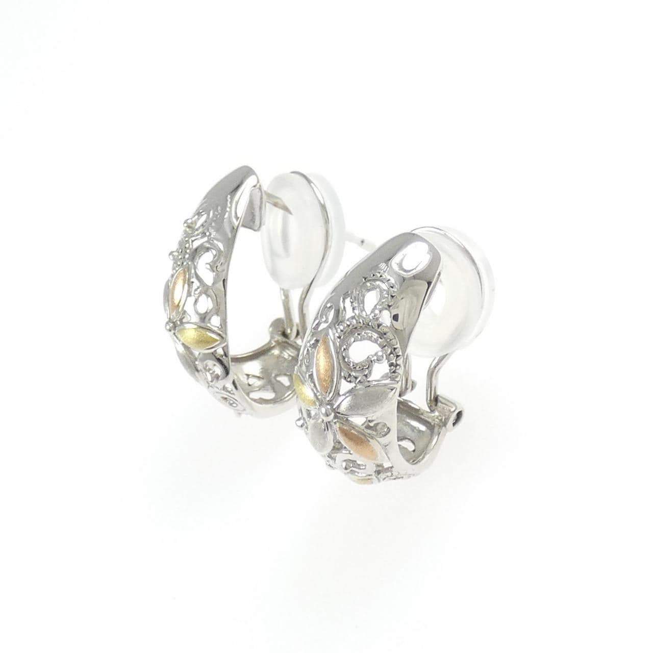 K18スリーカラー フラワー ピアス