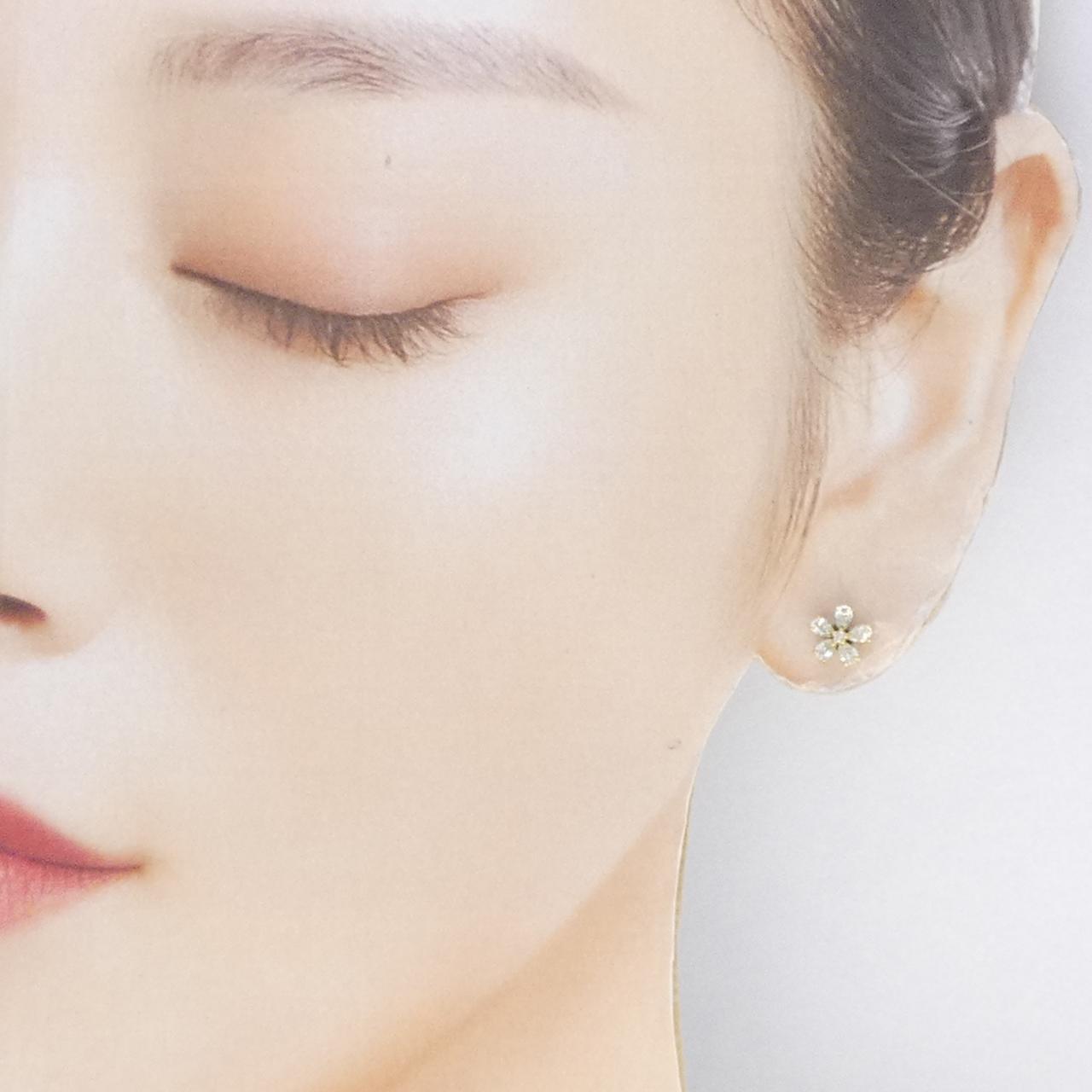 K18YG フラワー ダイヤモンド ピアス 0.50CT