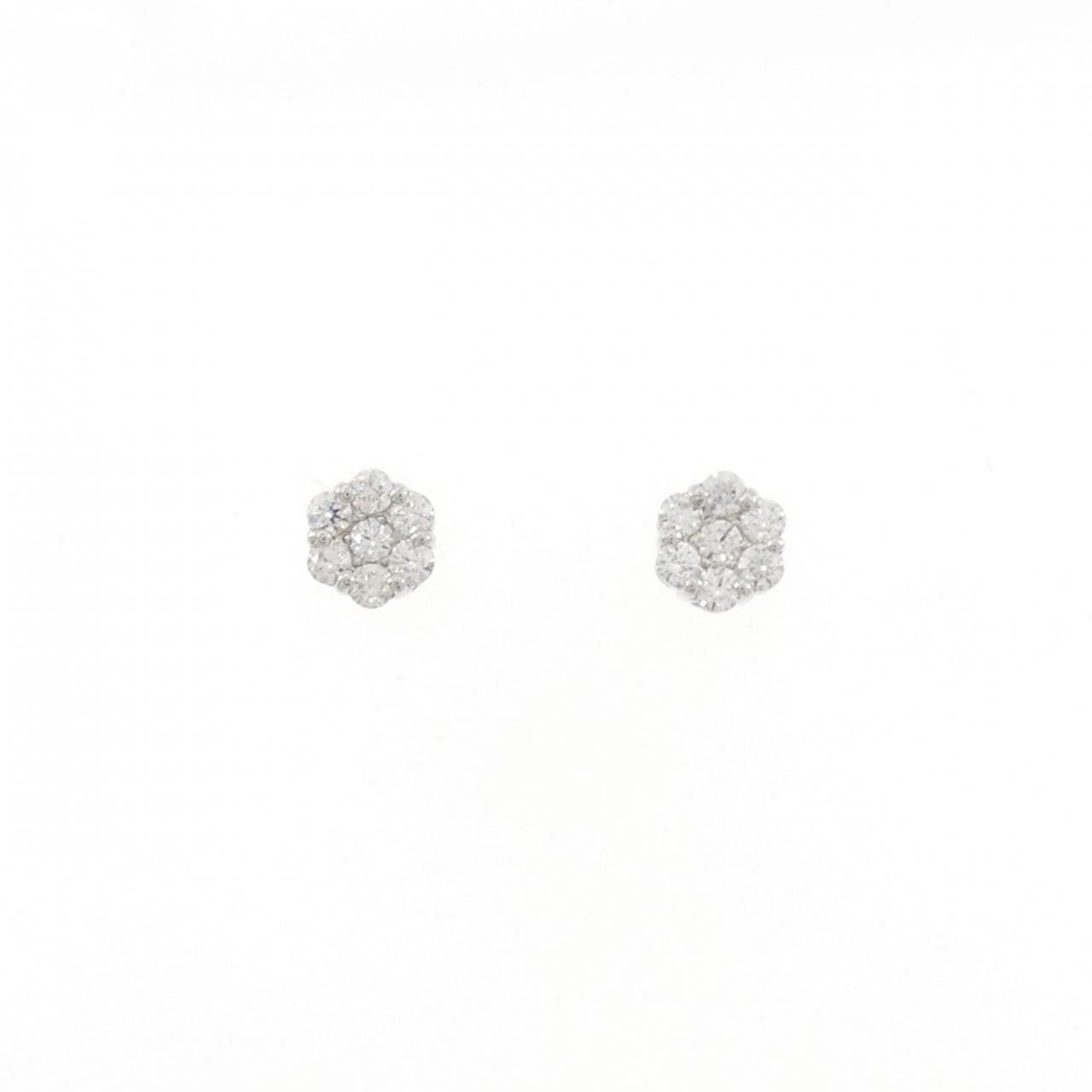 PT900 フラワー ダイヤモンド ピアス 0.40CT