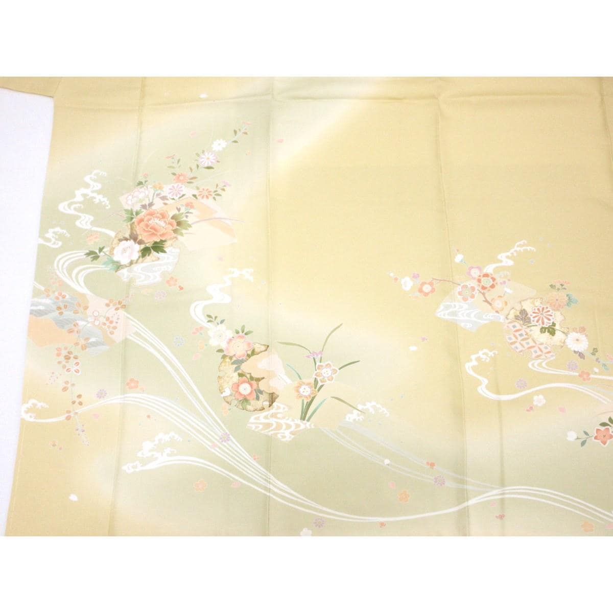 【未使用品】訪問着　友禅金彩加工　刺繍入りボカシ染