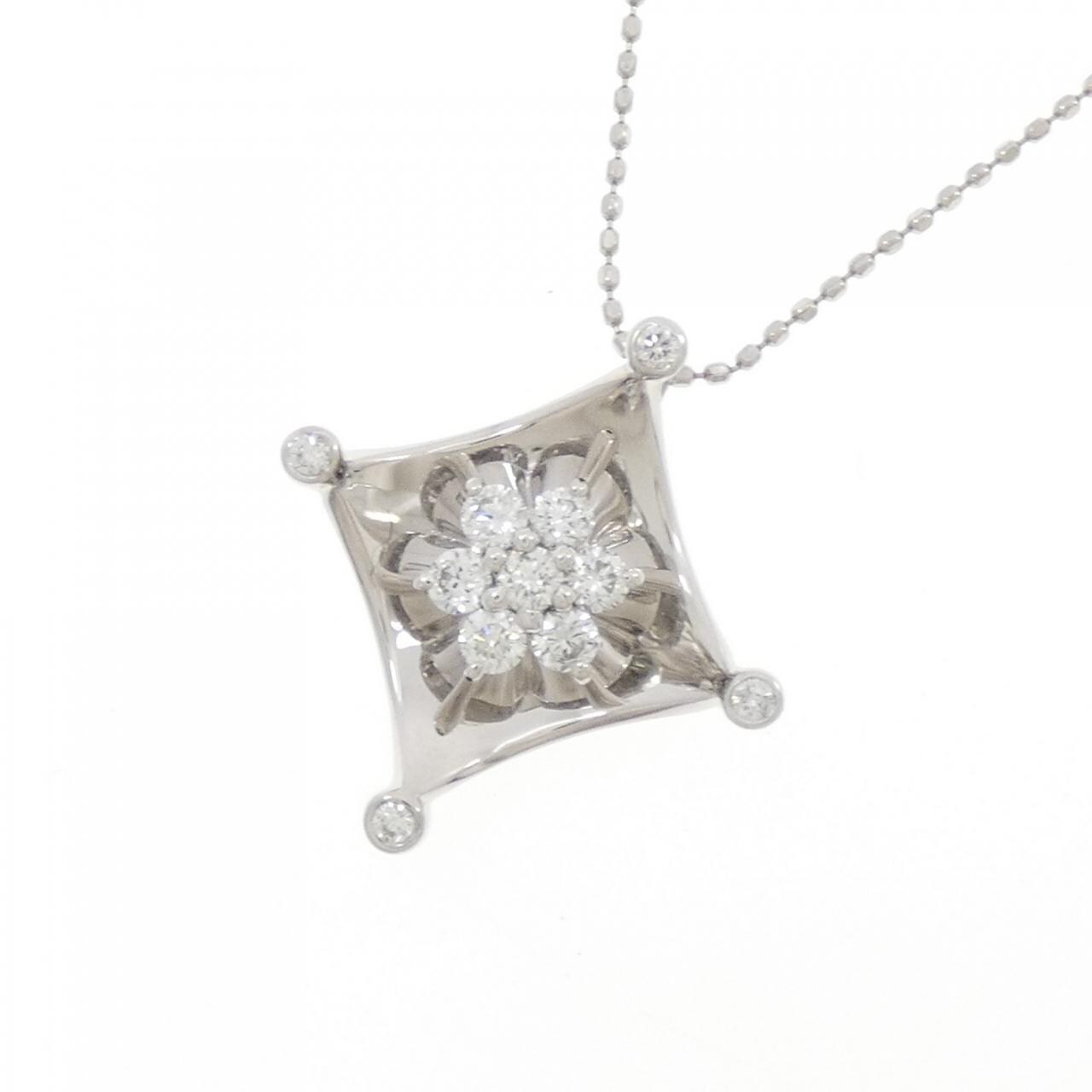 PT900/PT850 フラワー ダイヤモンド ネックレス 0.36CT