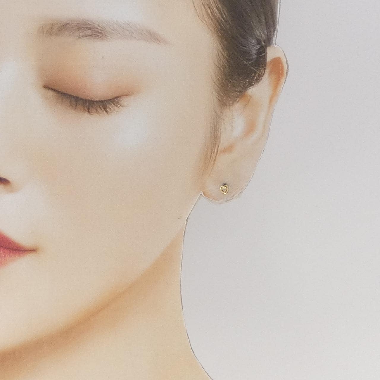 K18YG ハート ダイヤモンド ピアス