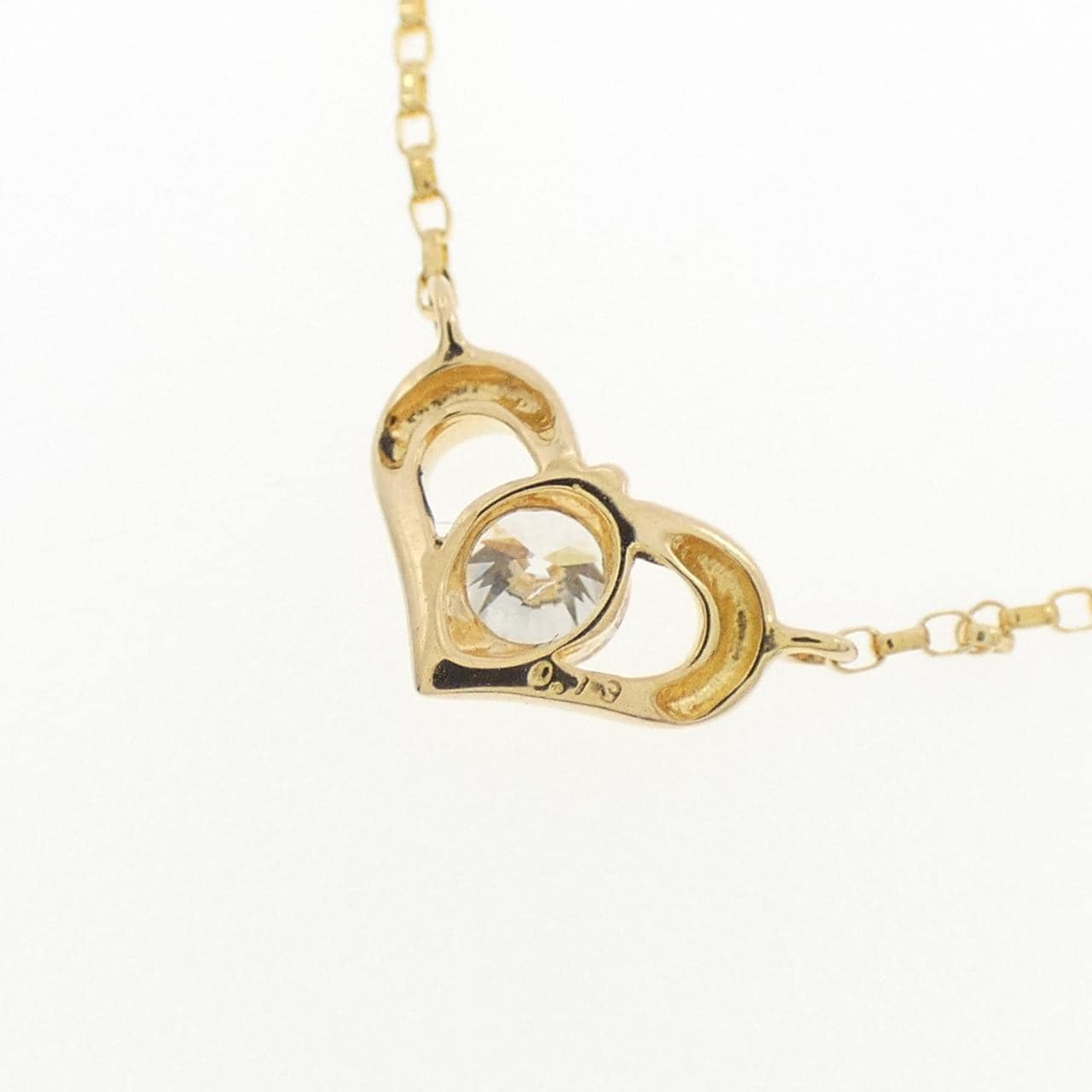 K18YG ハート ダイヤモンド ネックレス 0.13CT