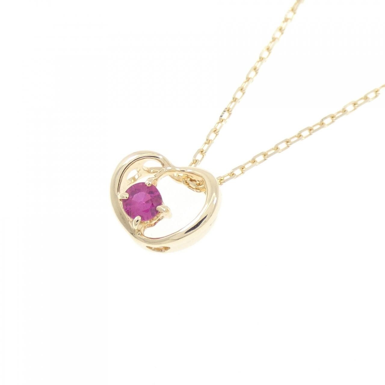 K10YG Heart Ruby Necklace