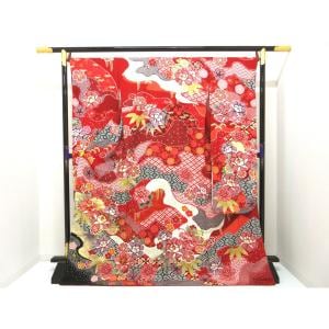 【未使用品】振袖　友禅金彩加工　刺繍入り　身幅Ｌ寸
