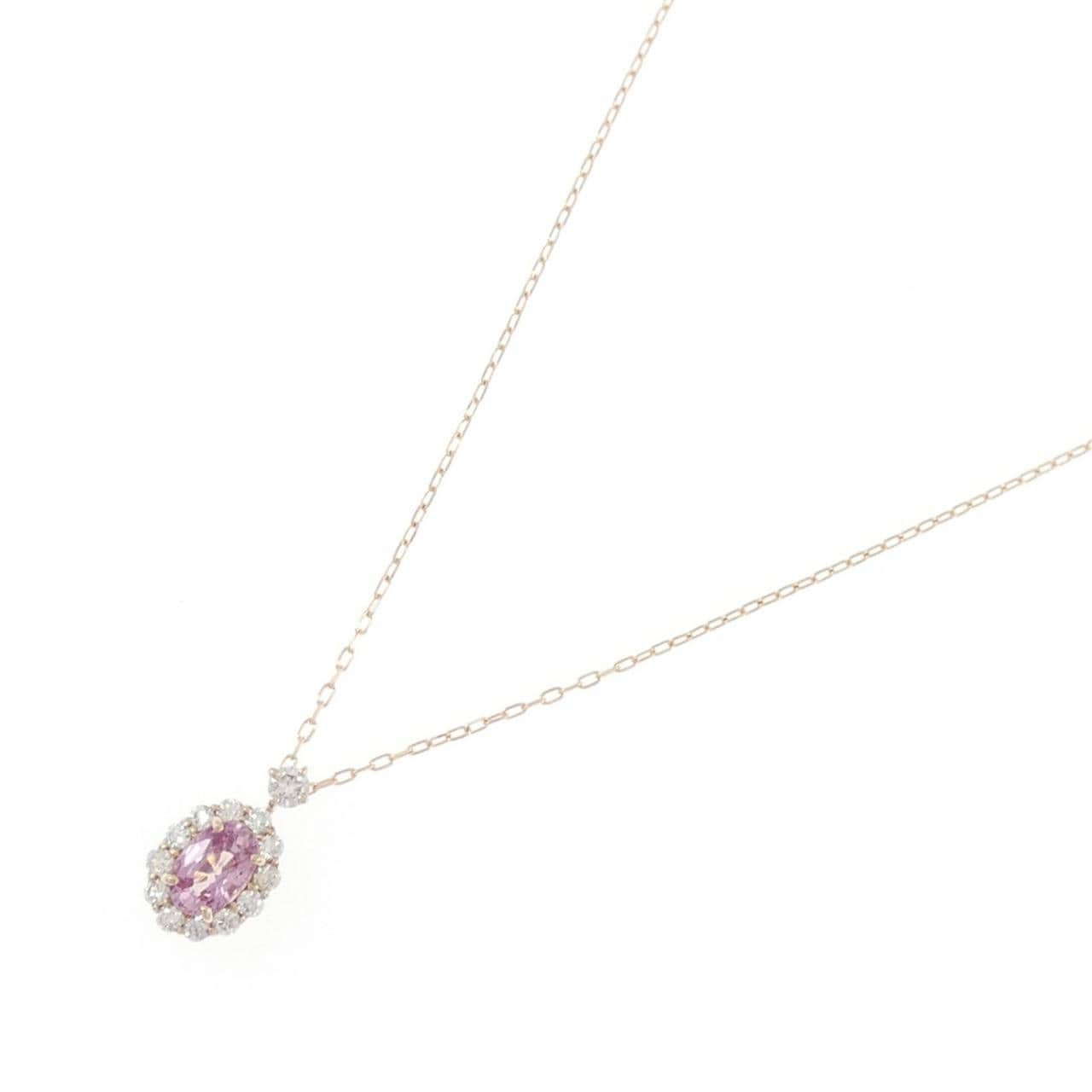 [BRAND NEW] K18PG Padparadscha Sapphire Necklace 0.348CT