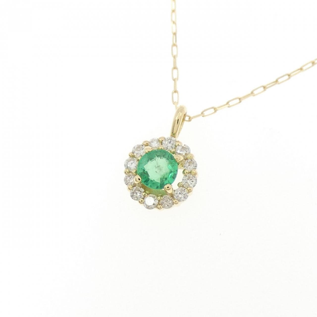 【新品】18K黃金祖母綠項鍊 0.08克拉