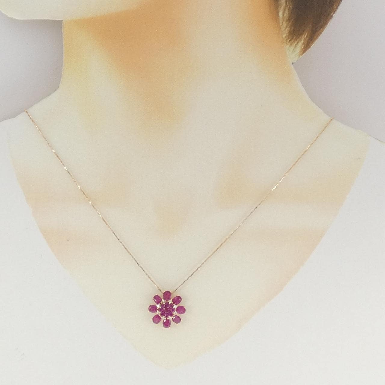 K18PG ルビー ネックレス 3.32CT