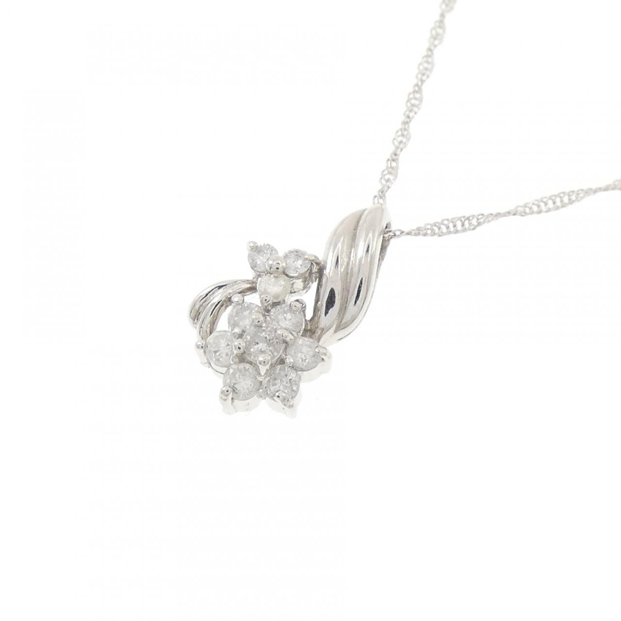 PT900/PT850 フラワー ダイヤモンド ネックレス 0.20CT