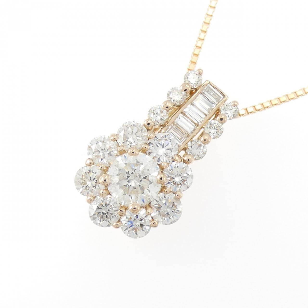 K18PG フラワー ダイヤモンド ネックレス 1.000CT