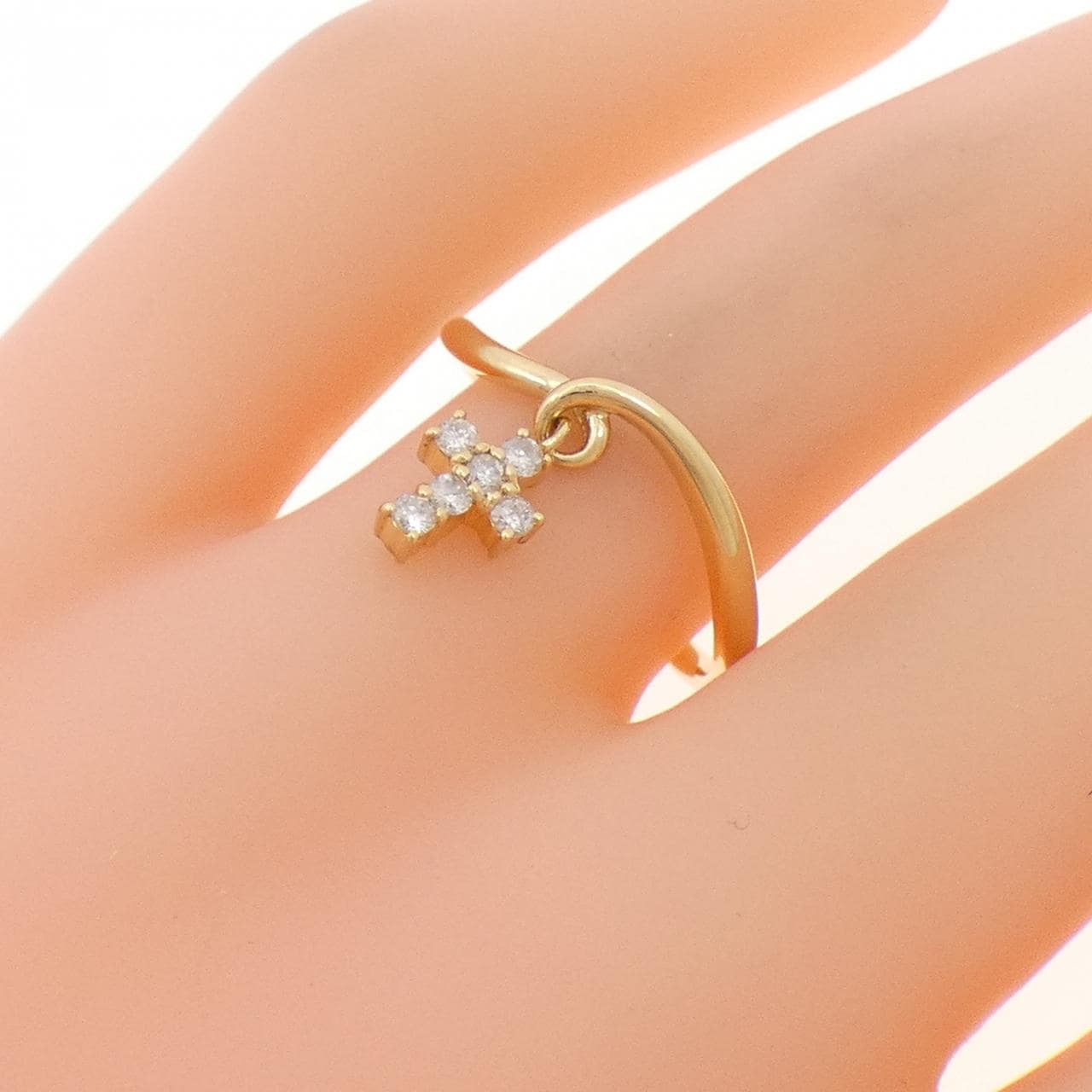 K18YG クロス ダイヤモンド リング 0.12CT