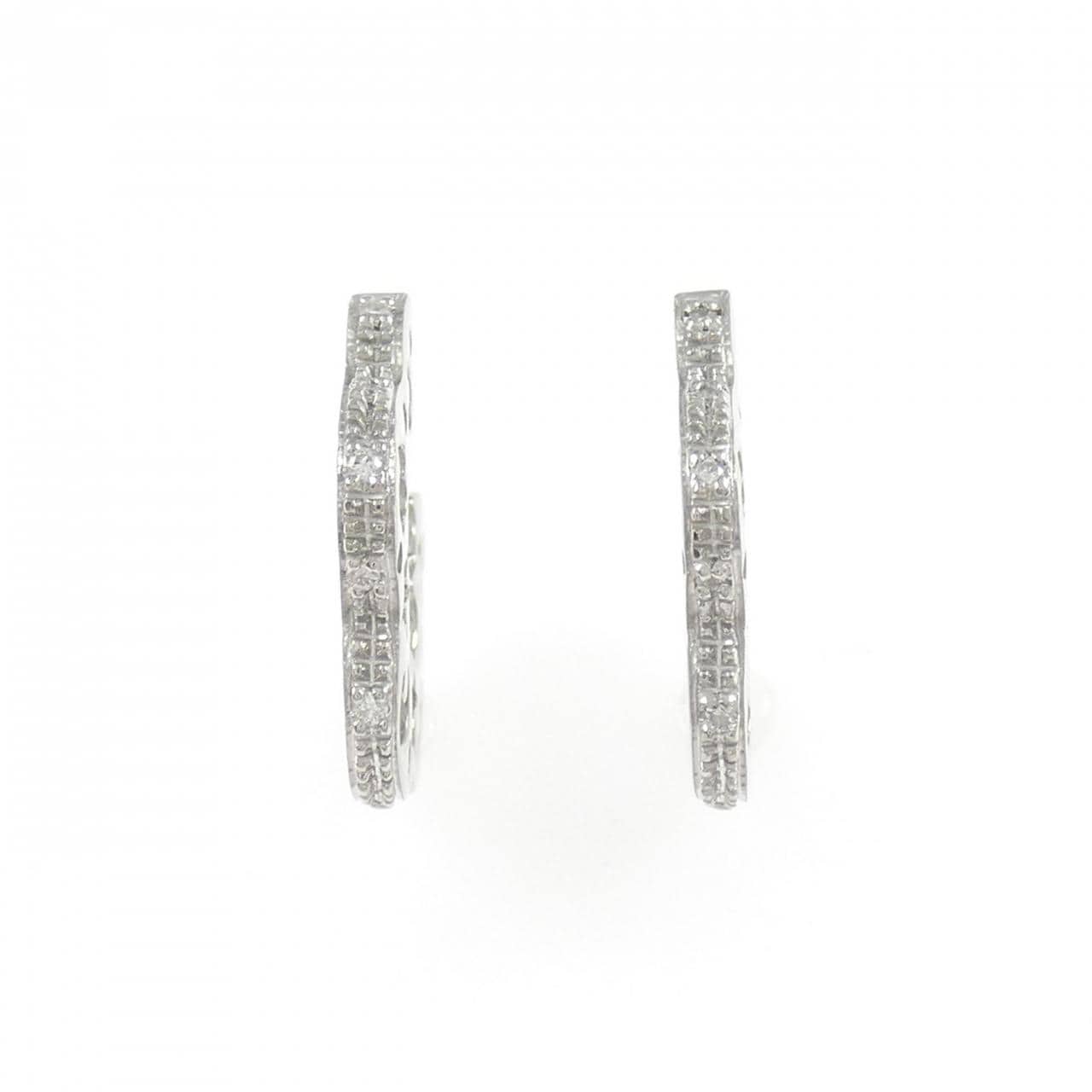 750WG フラワー×スター ダイヤモンド ピアス