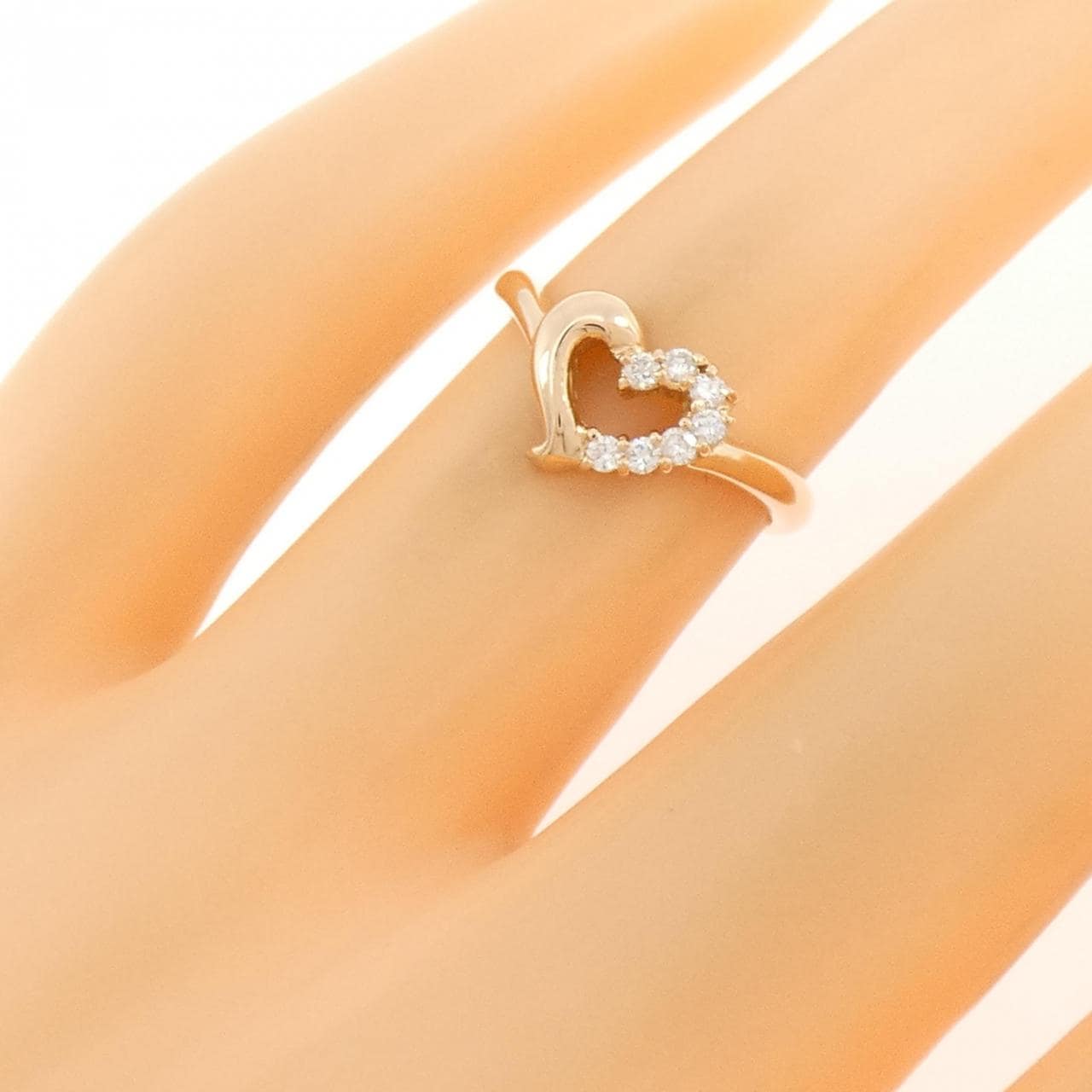 K18PG ハート ダイヤモンド リング 0.10CT