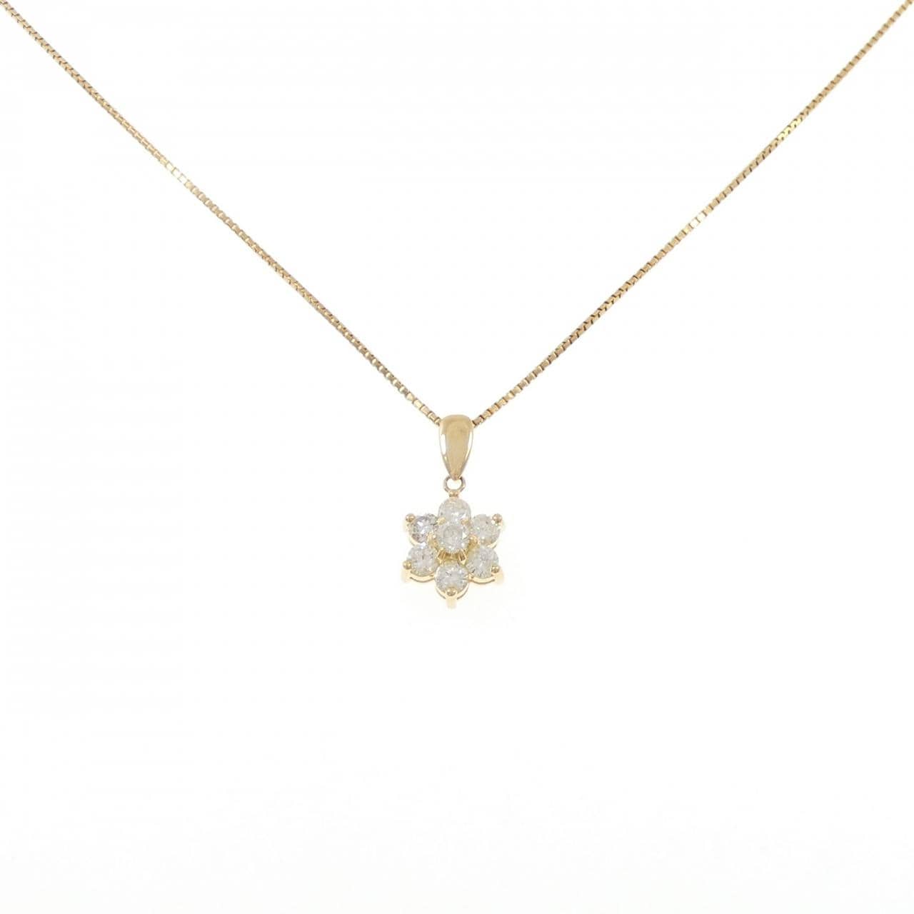 K18YG フラワー ダイヤモンド ネックレス 1.13CT