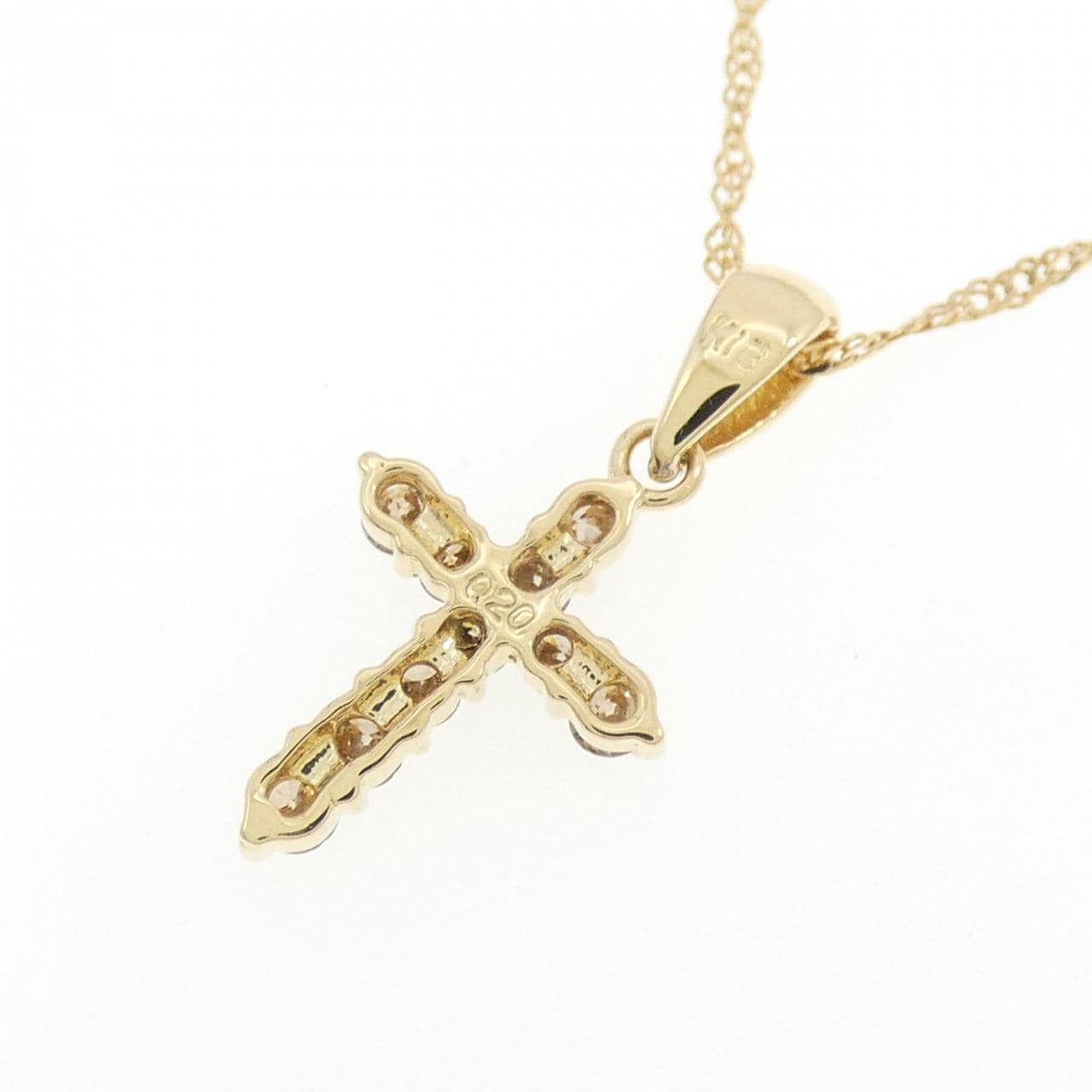 K18YG/750YG クロス ダイヤモンド ネックレス 0.20CT