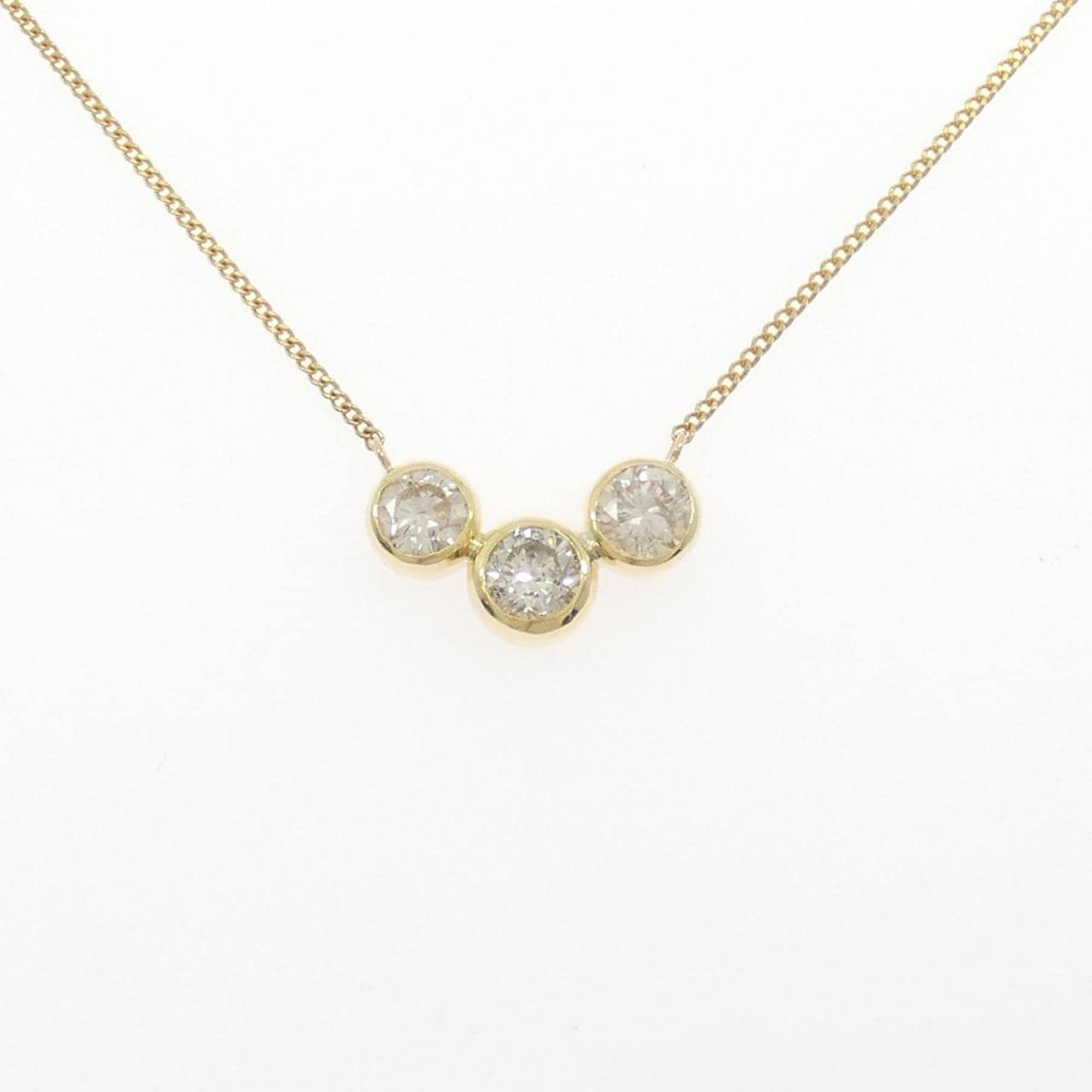 K18YG スリーストーン ダイヤモンド ネックレス 1.87CT