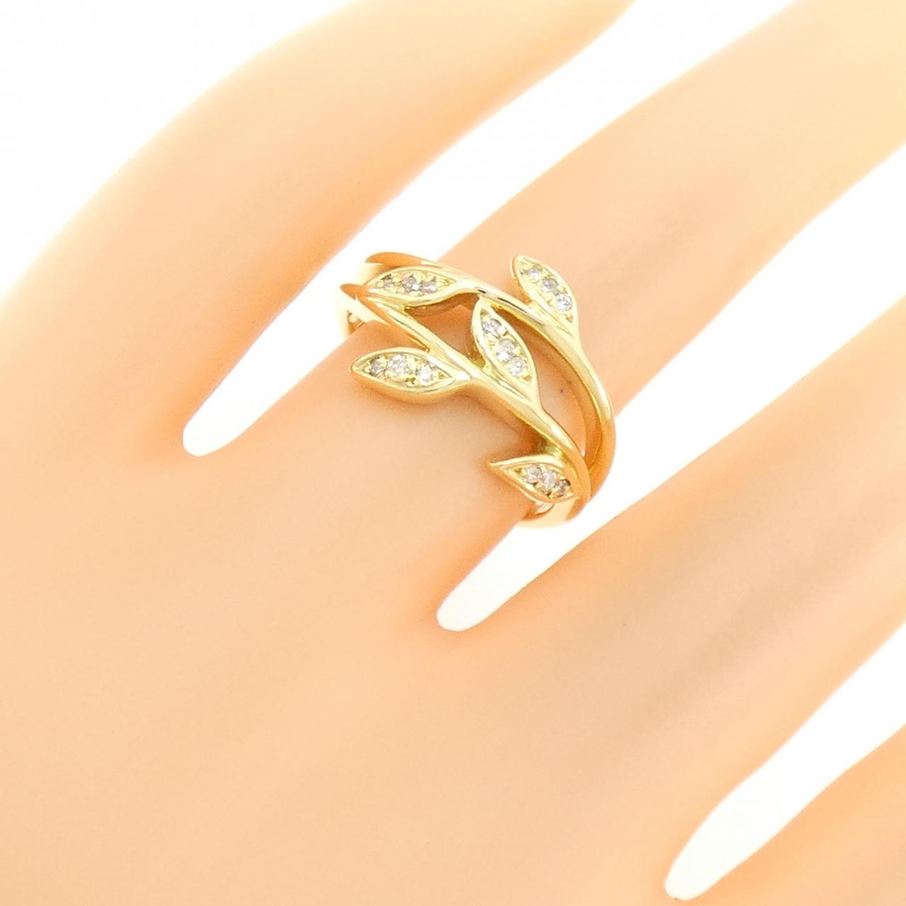K18YG リーフ ダイヤモンド リング 0.11CT