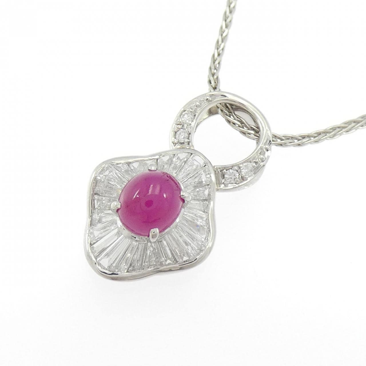 PT900/PT850 ルビー ネックレス 1.26CT