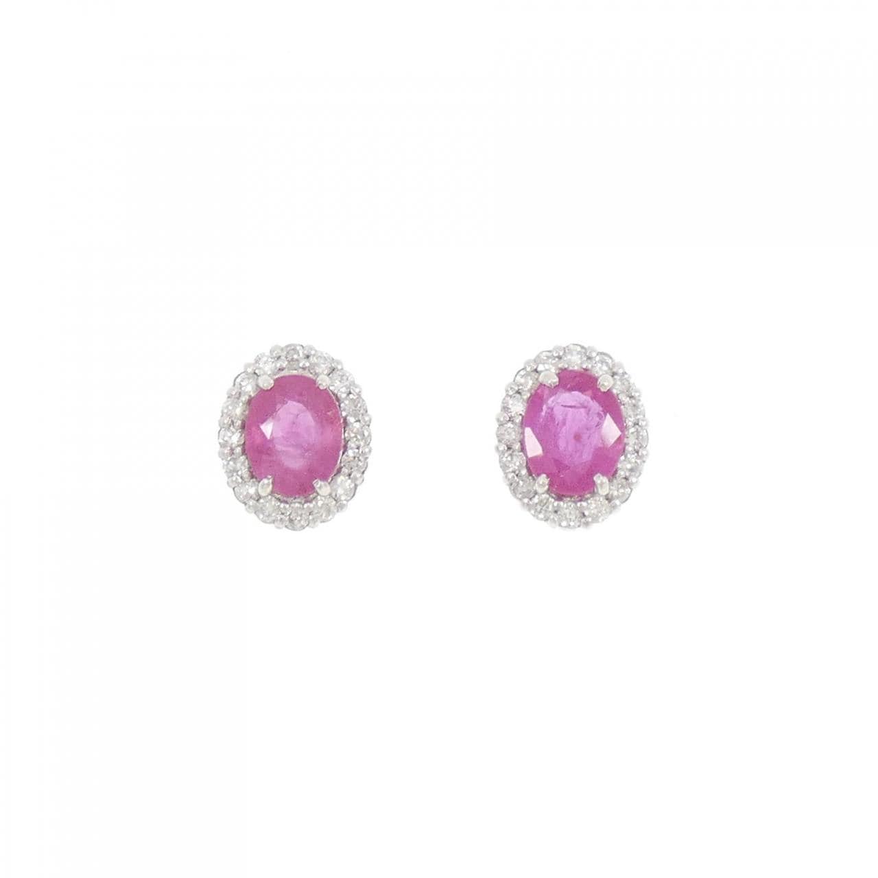 [BRAND NEW] K18WG Ruby Earrings 1.29CT