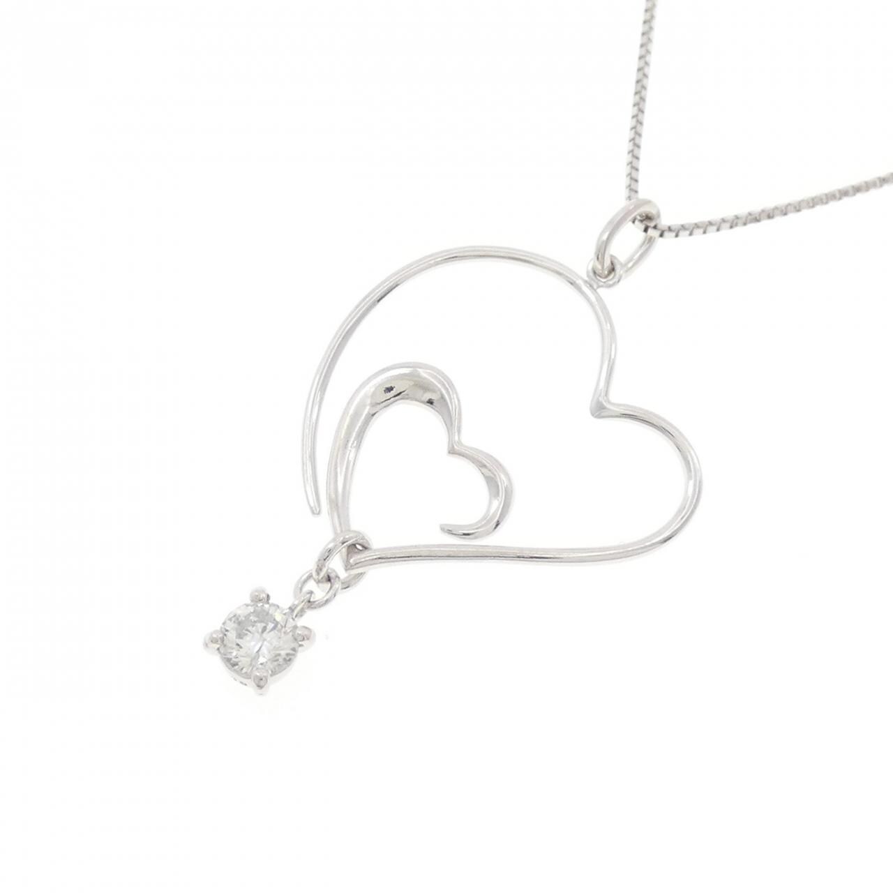 K18WG ハート ダイヤモンド ネックレス 0.18CT