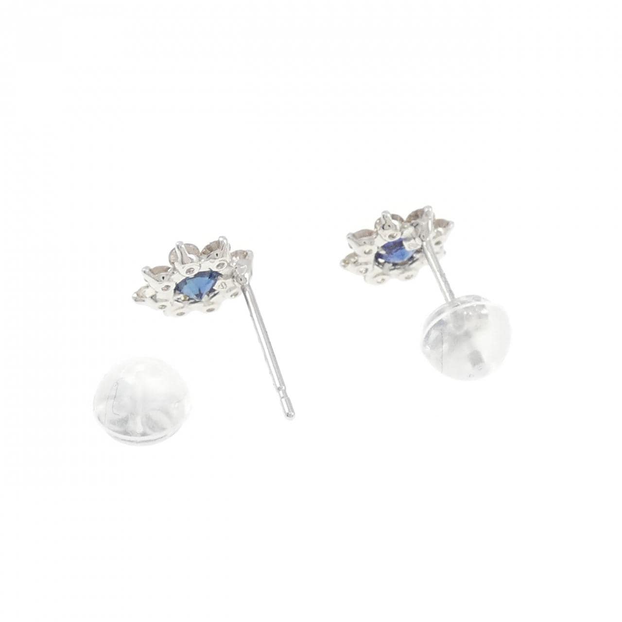 【新品】PT900 フラワー サファイヤ ピアス 0.32CT