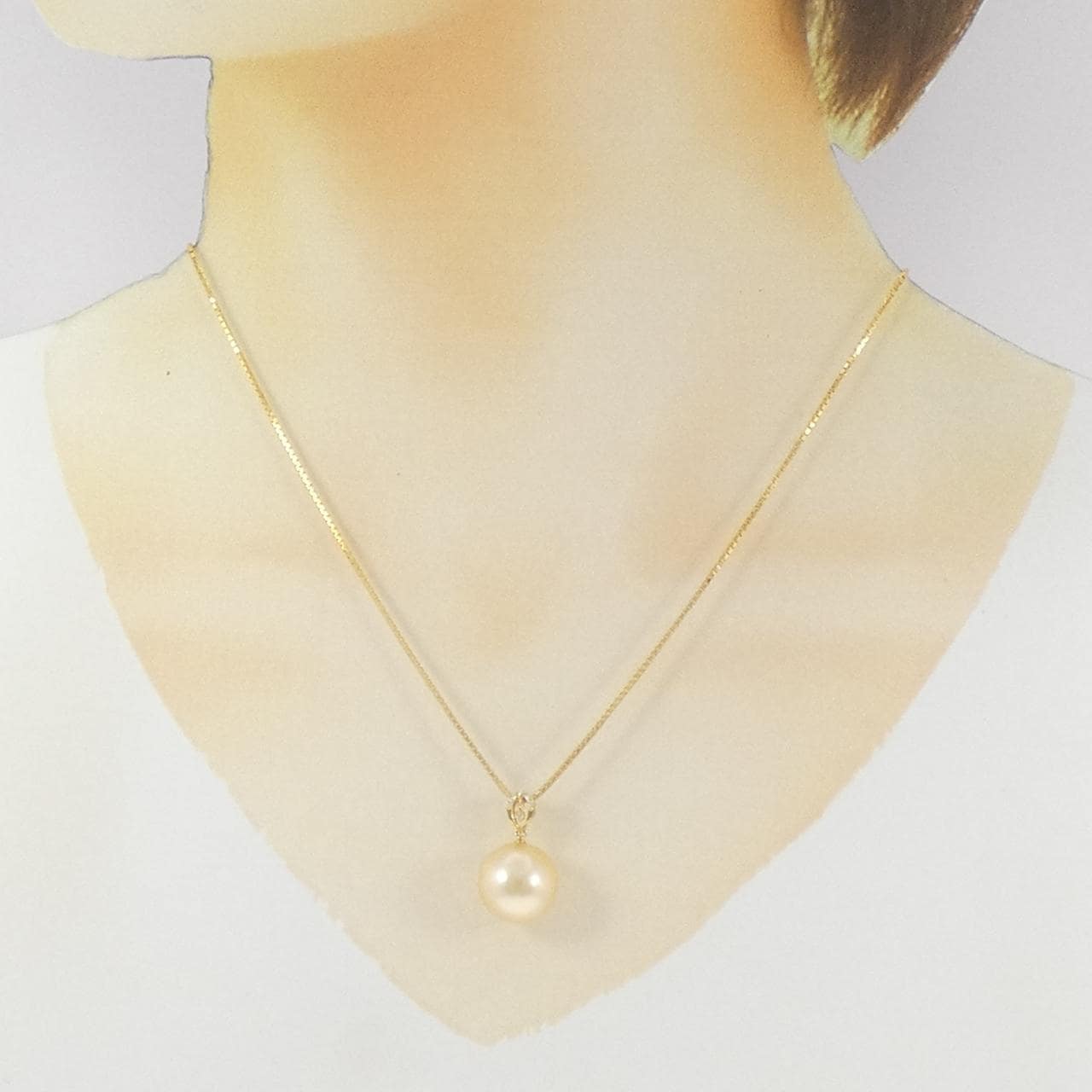 K18YG 白蝶パール ネックレス 12.3mm