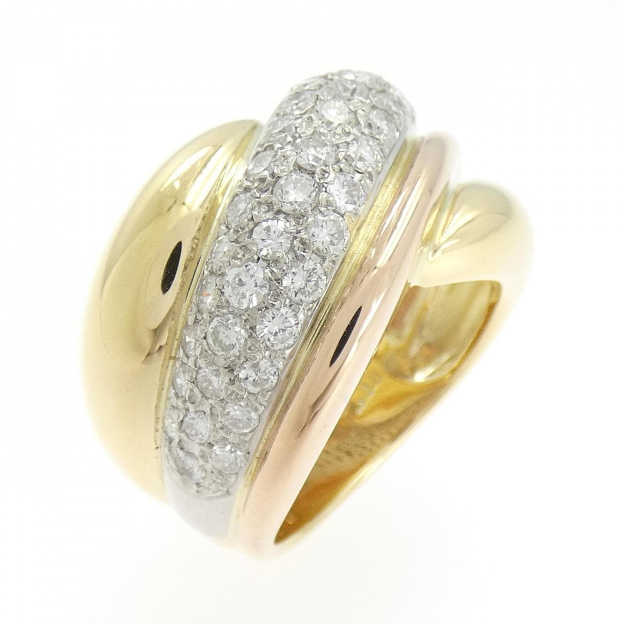 K18YG/PT900/K18PG ダイヤモンド リング 1.38CT