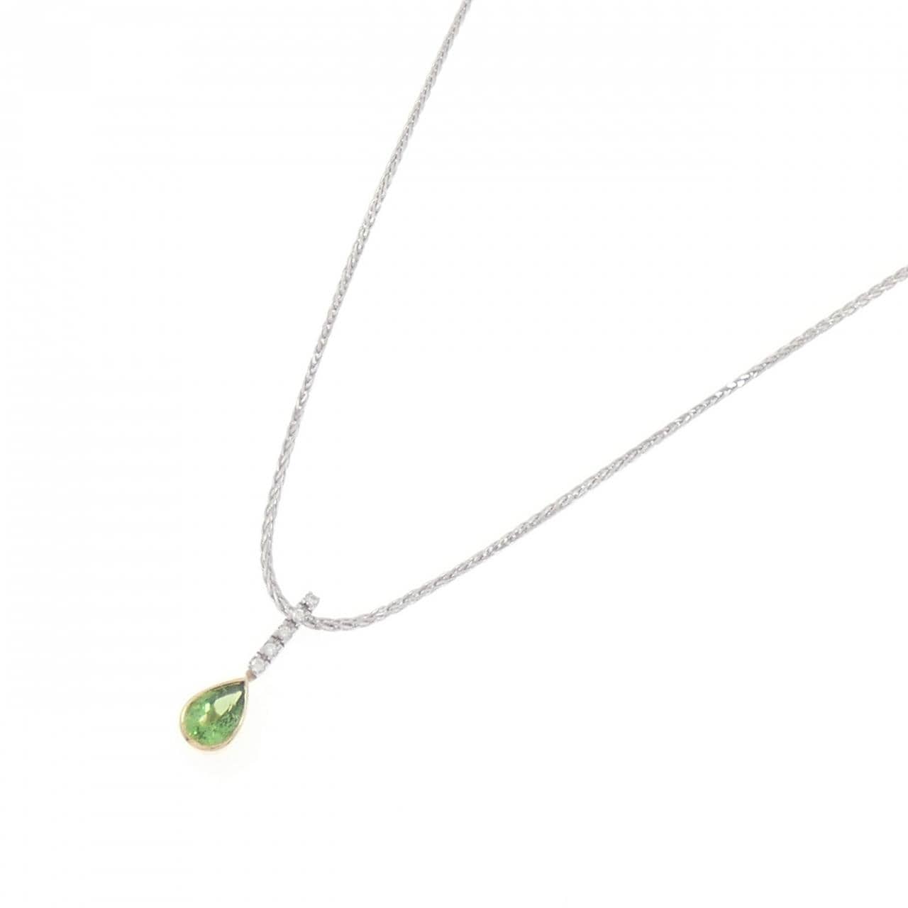 K18WG/K18YG グリーンガーネット ネックレス 0.82CT