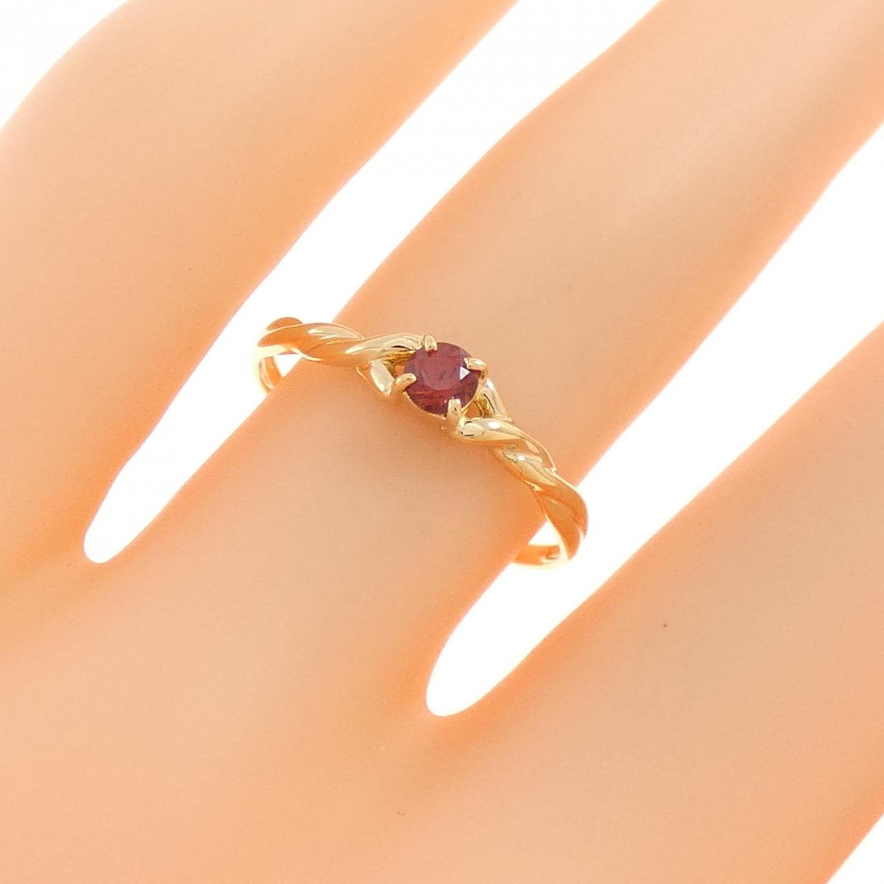 K18YG ガーネット リング 0.16CT