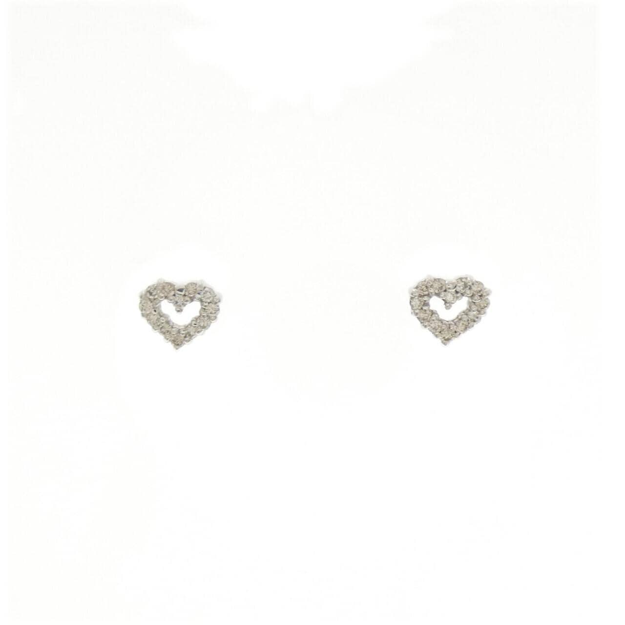 K18WG Heart Diamond Earrings 0.16CT