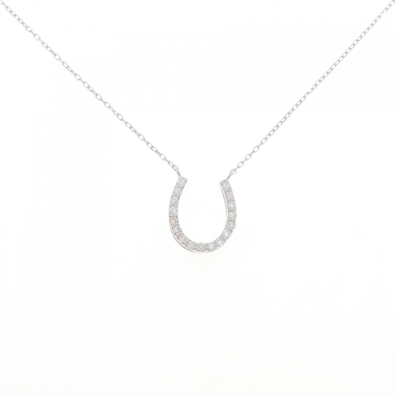 K18WG Horseshoe Diamond Necklace 0.20CT