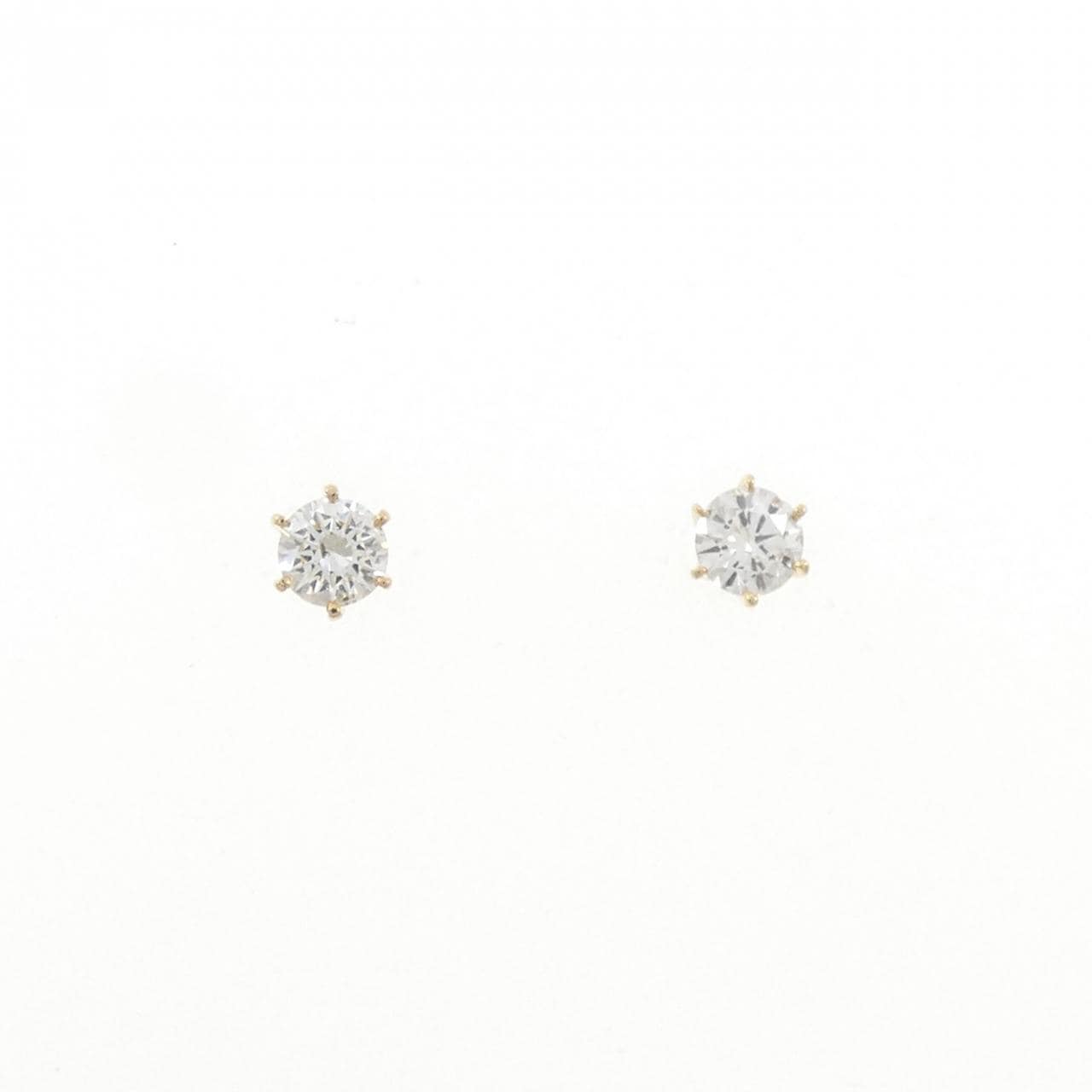 K18YG ソリティア ダイヤモンド ピアス 0.38CT