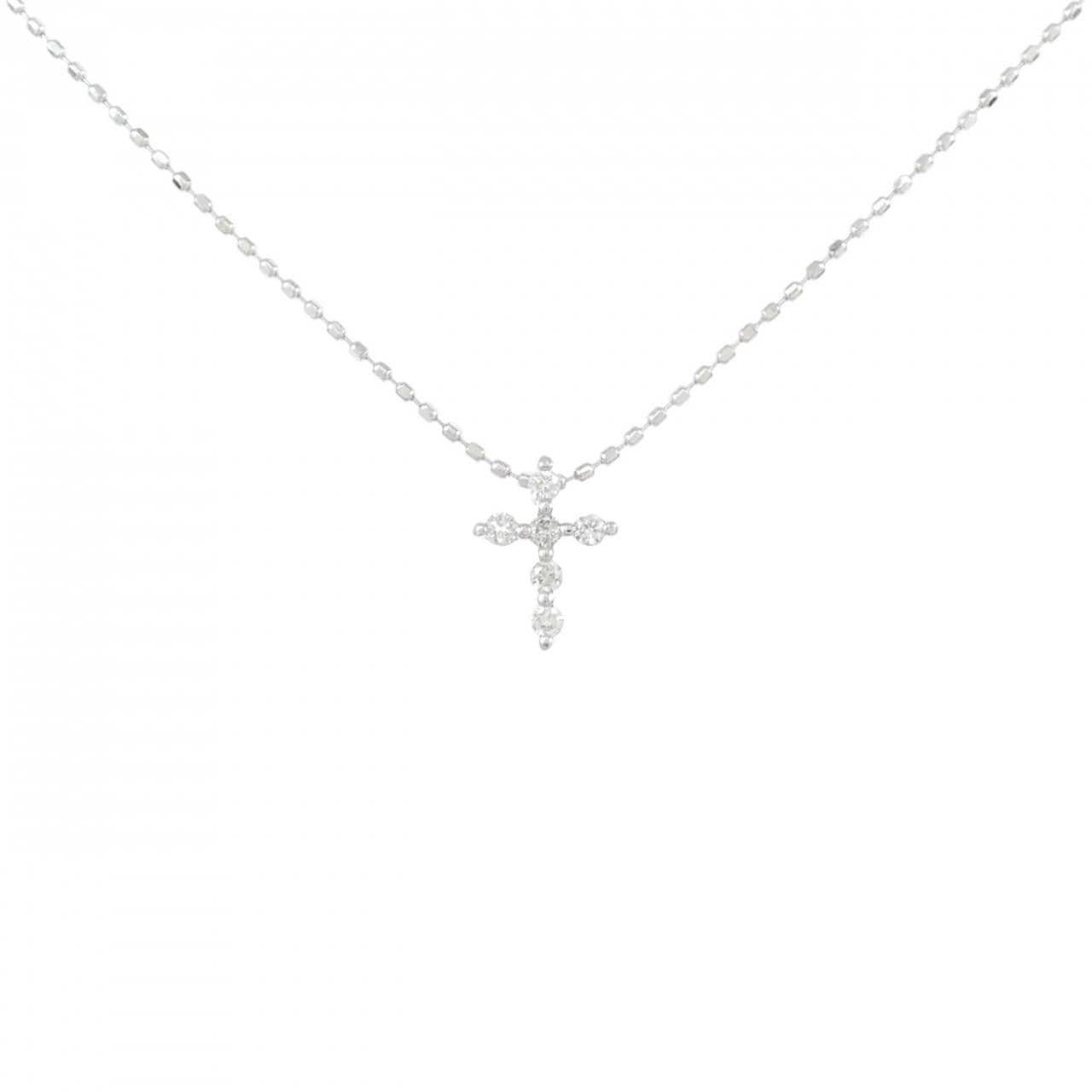 K18WG クロス ダイヤモンド ネックレス 0.07CT