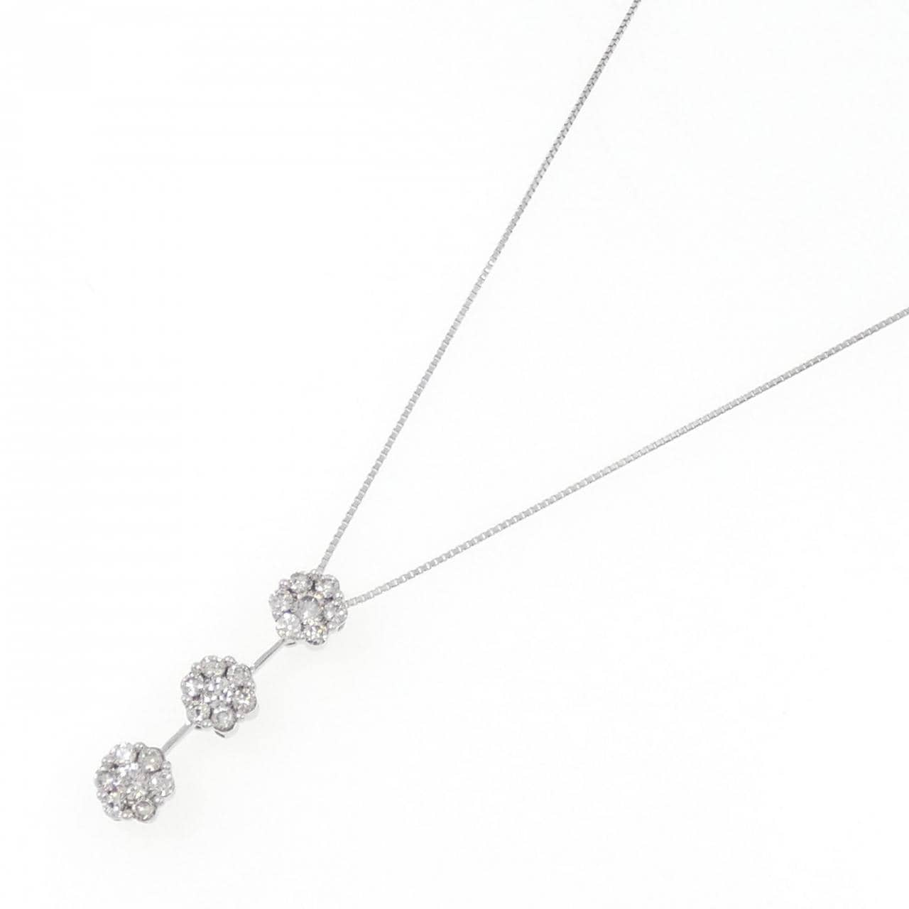 K18WG flower Diamond necklace 1.00CT