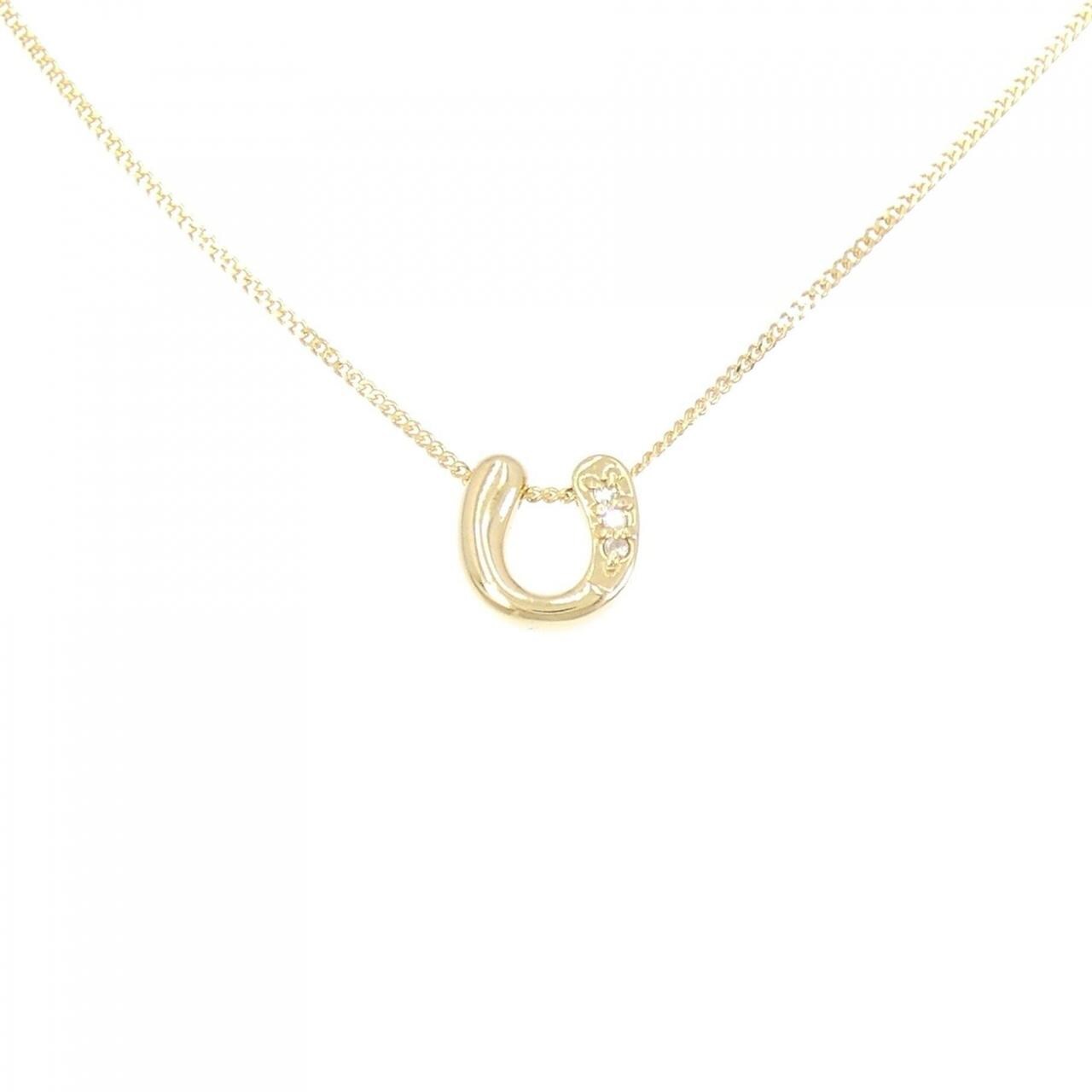 K18YG Horseshoe Diamond Necklace 0.02CT
