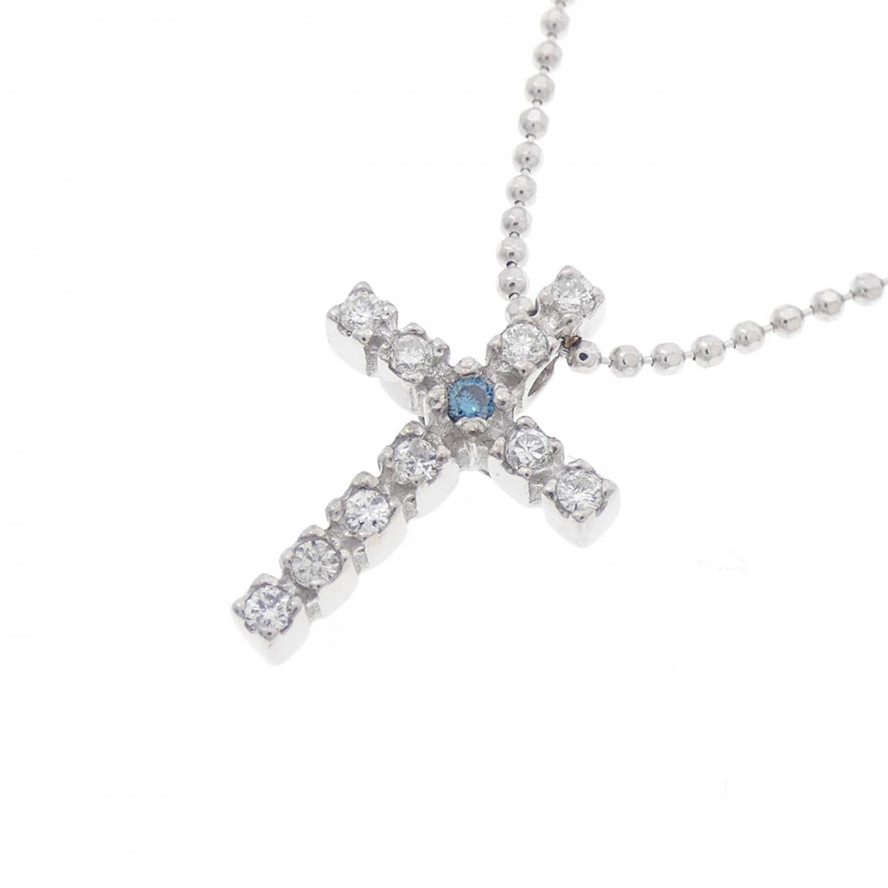 K18WG クロス ダイヤモンド ネックレス 0.10CT