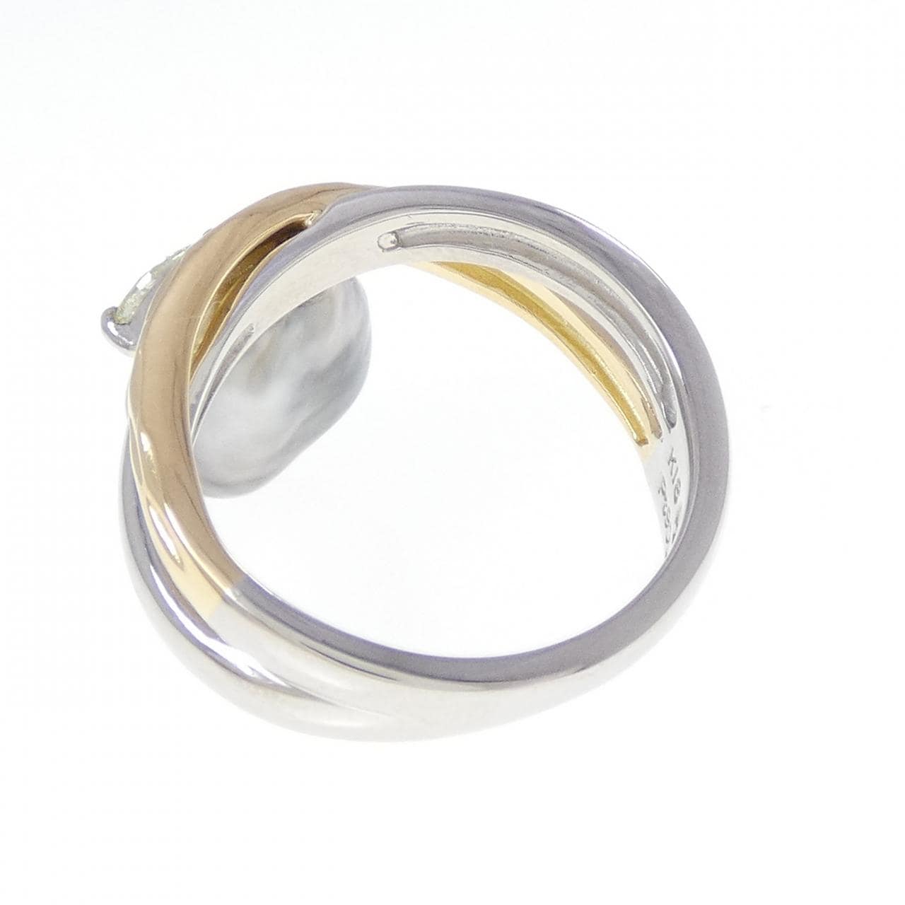 PT900/K18YG 黒蝶パール リング