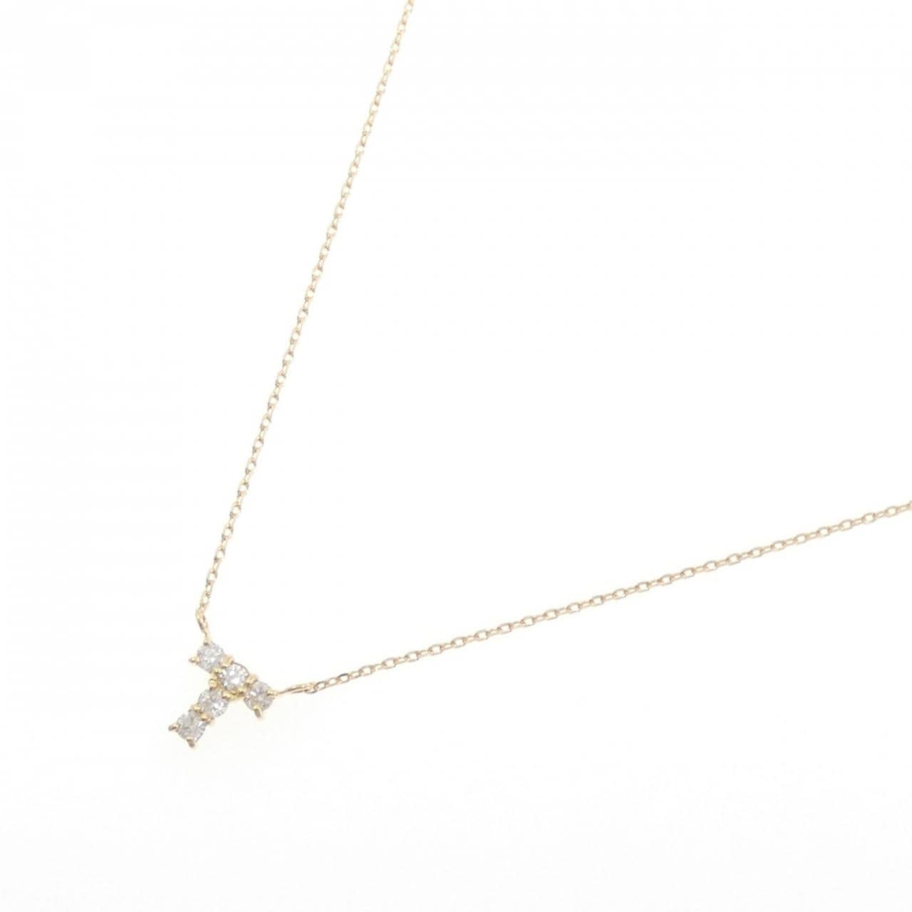 K18YG イニシャルT ダイヤモンド ネックレス 0.16CT