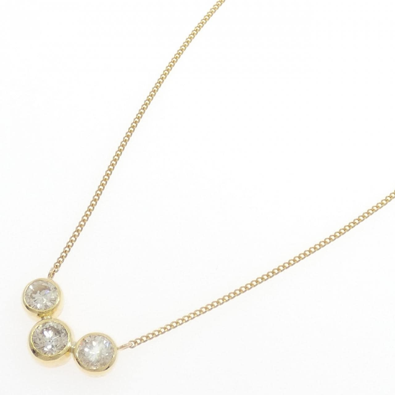K18YG スリーストーン ダイヤモンド ネックレス 1.87CT